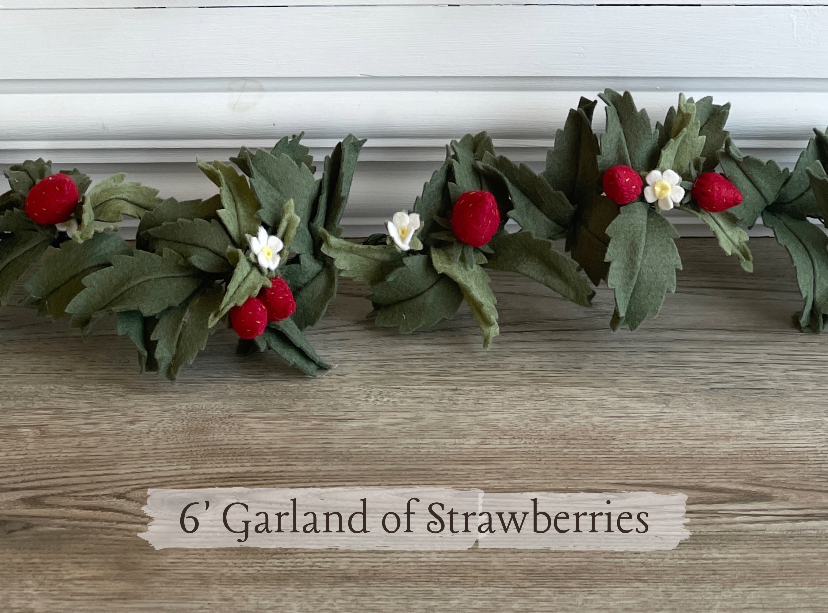 Felt Strawberries in a Bud Vase, Wreath and Garland Digital Pattern