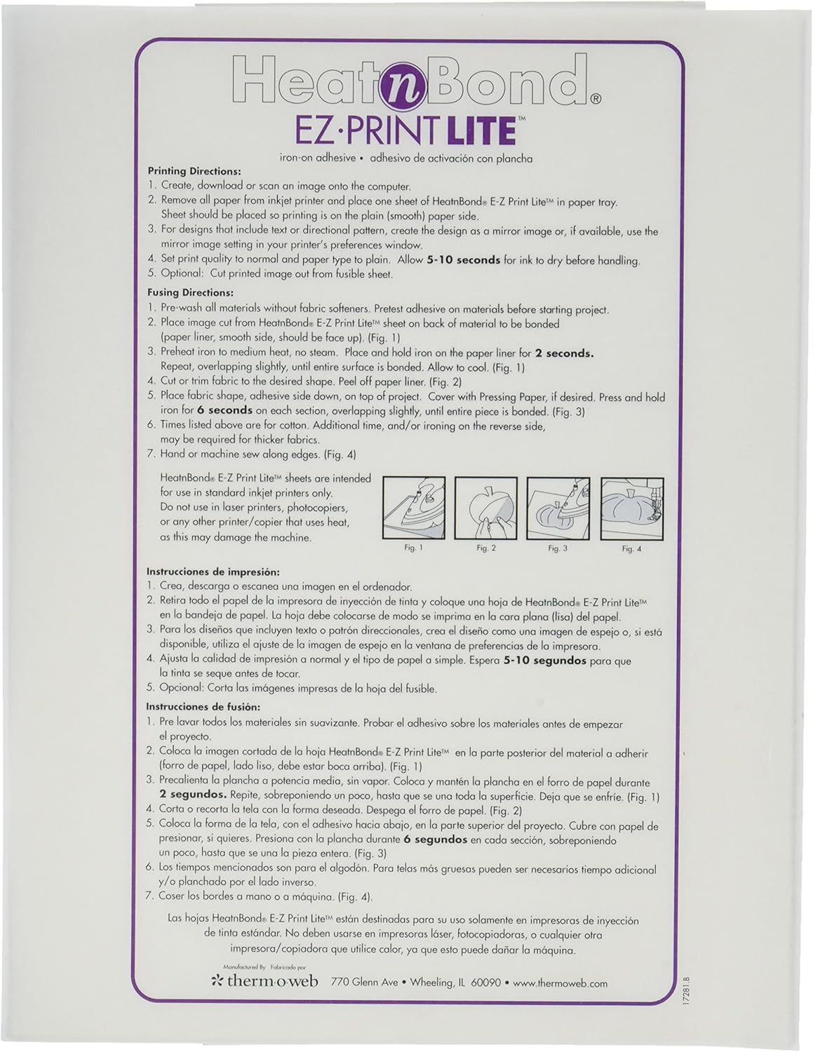 HeatnBond EZ Print Lite Fusible Adhesive Sheets |8.5" x 11" | Inkjet Printable | 10-Sheet Pack