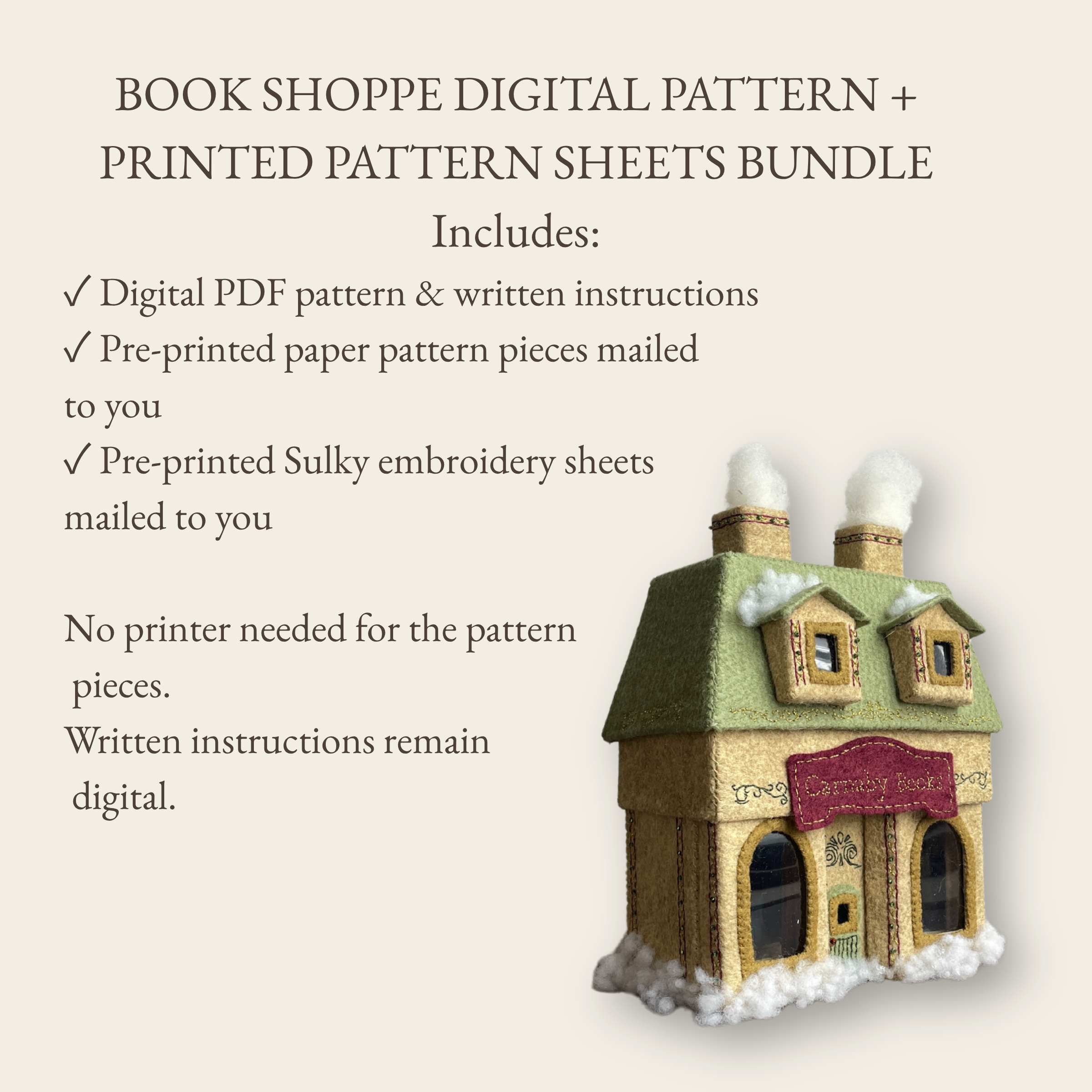 Book Shoppe Digital Pattern + Mailed Pre-Printed Pattern Sheets