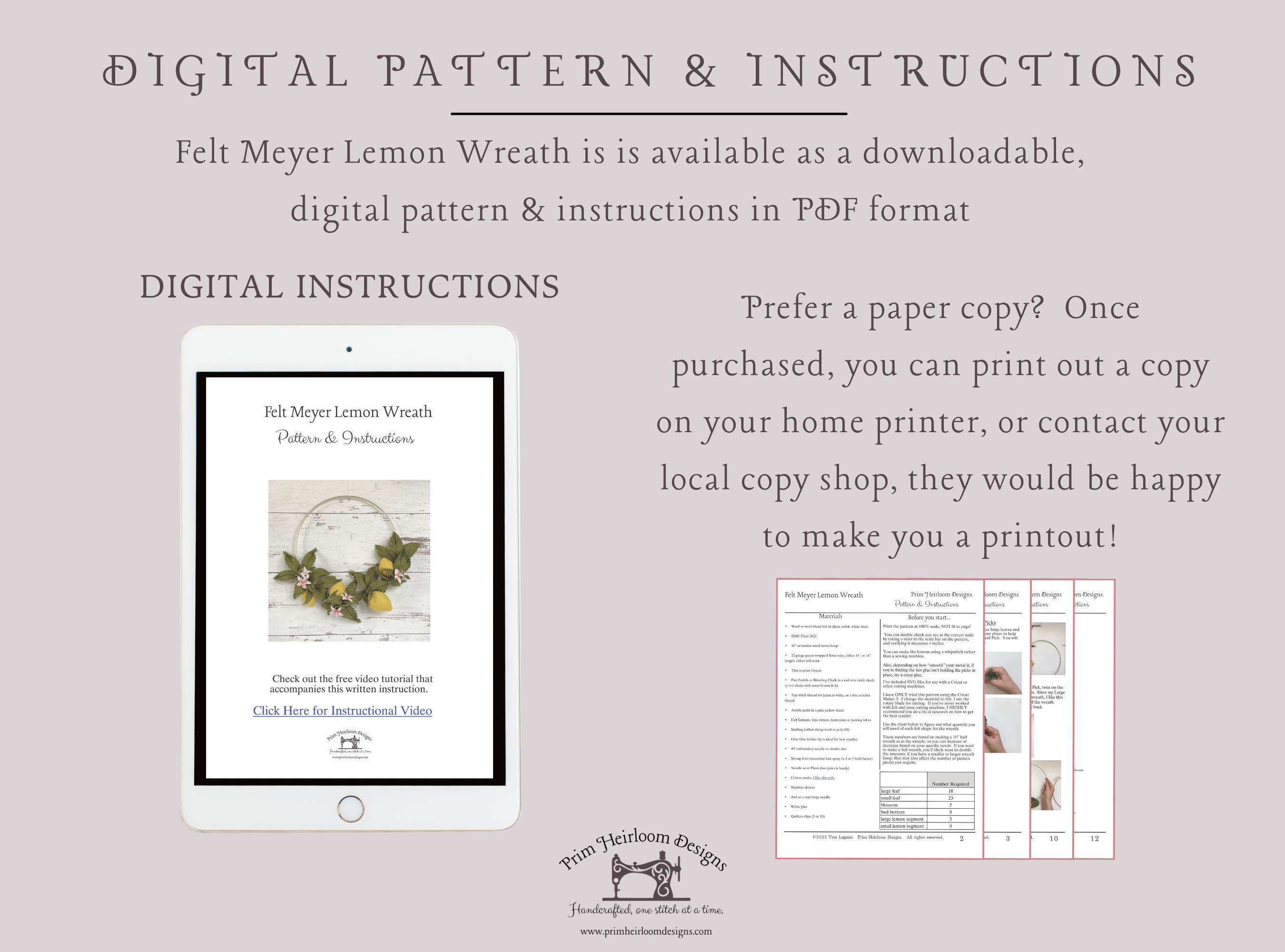 Felt Meyer Lemon Wreath Digital Pattern