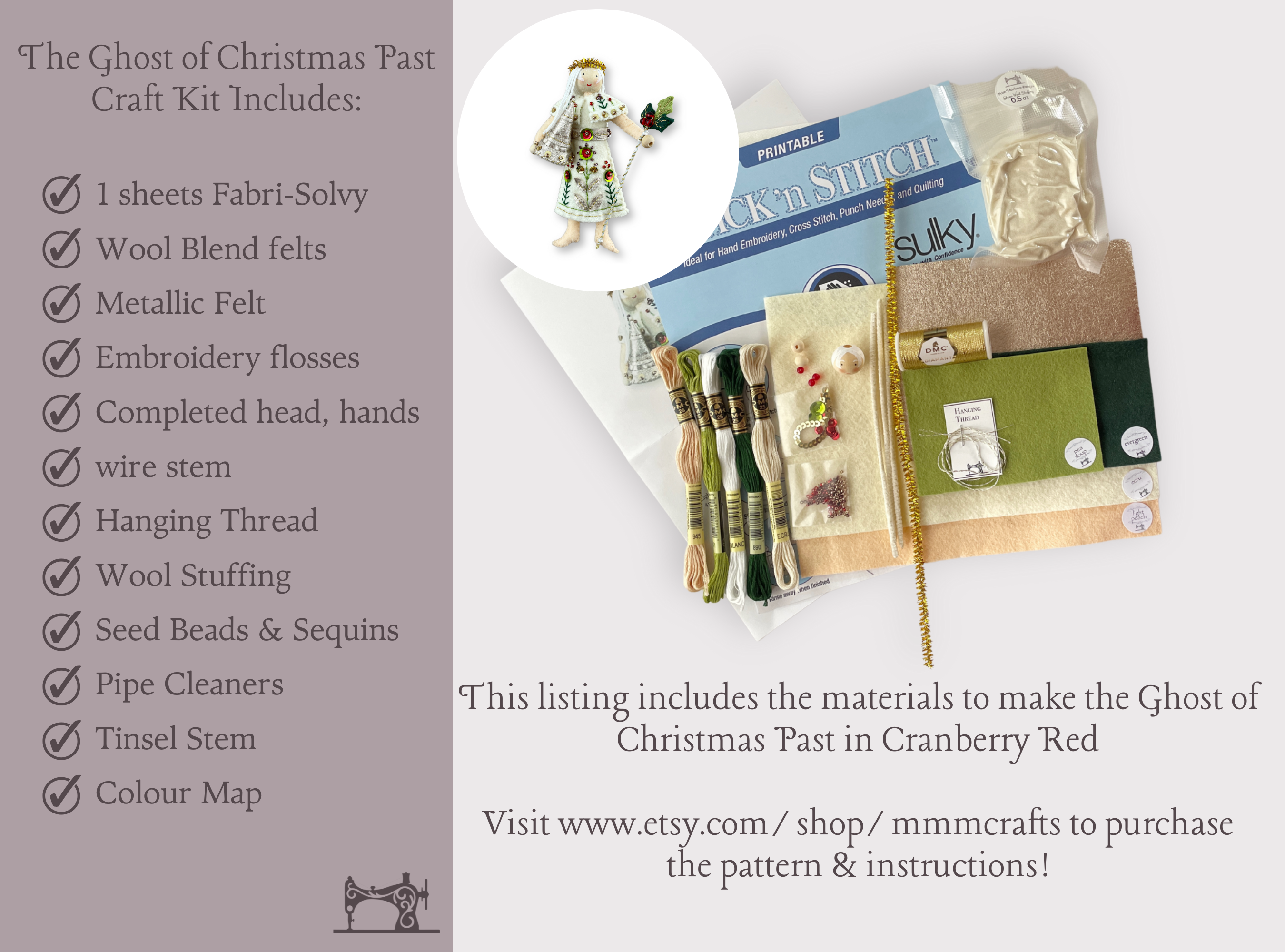 Ghost of Christmas Past Craft Kit Cranberry Red