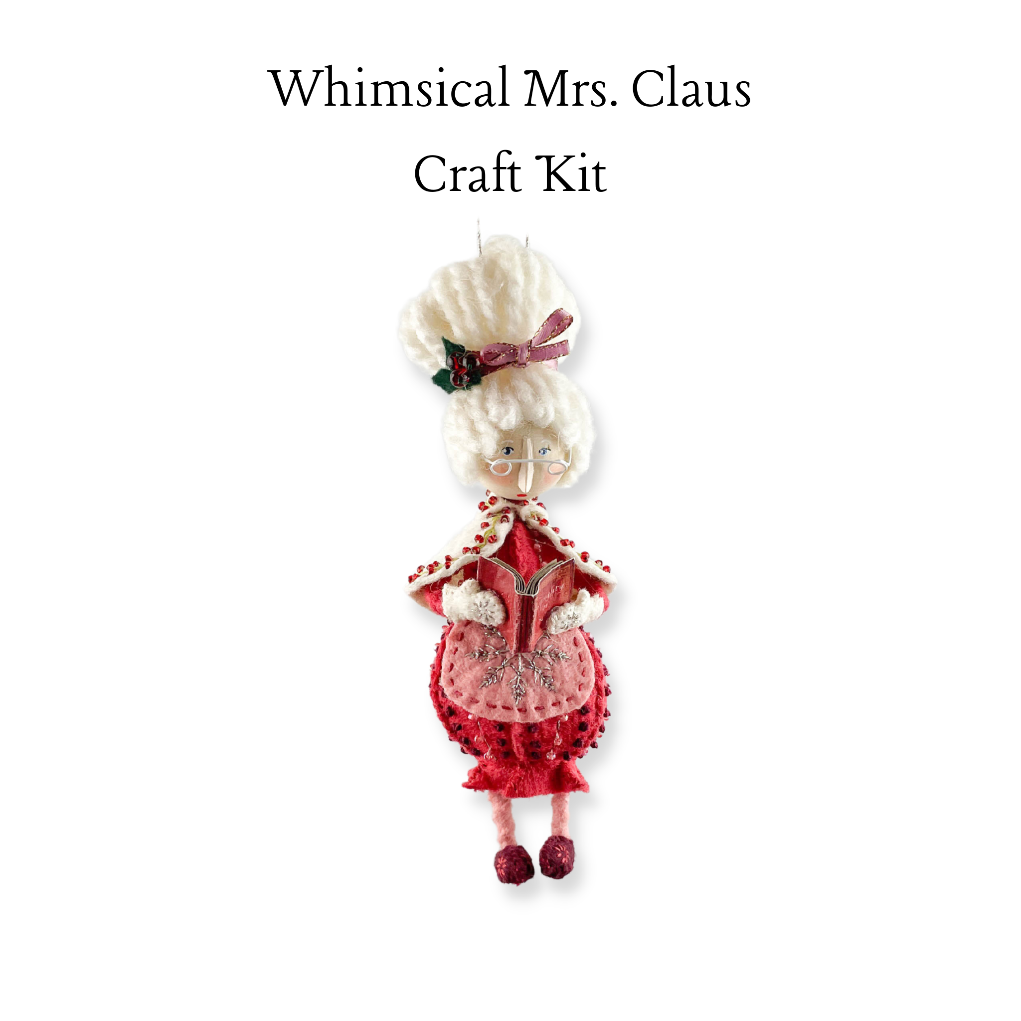 Whimsical Mrs. Claus Ornament Craft Kit Poinsettia Red