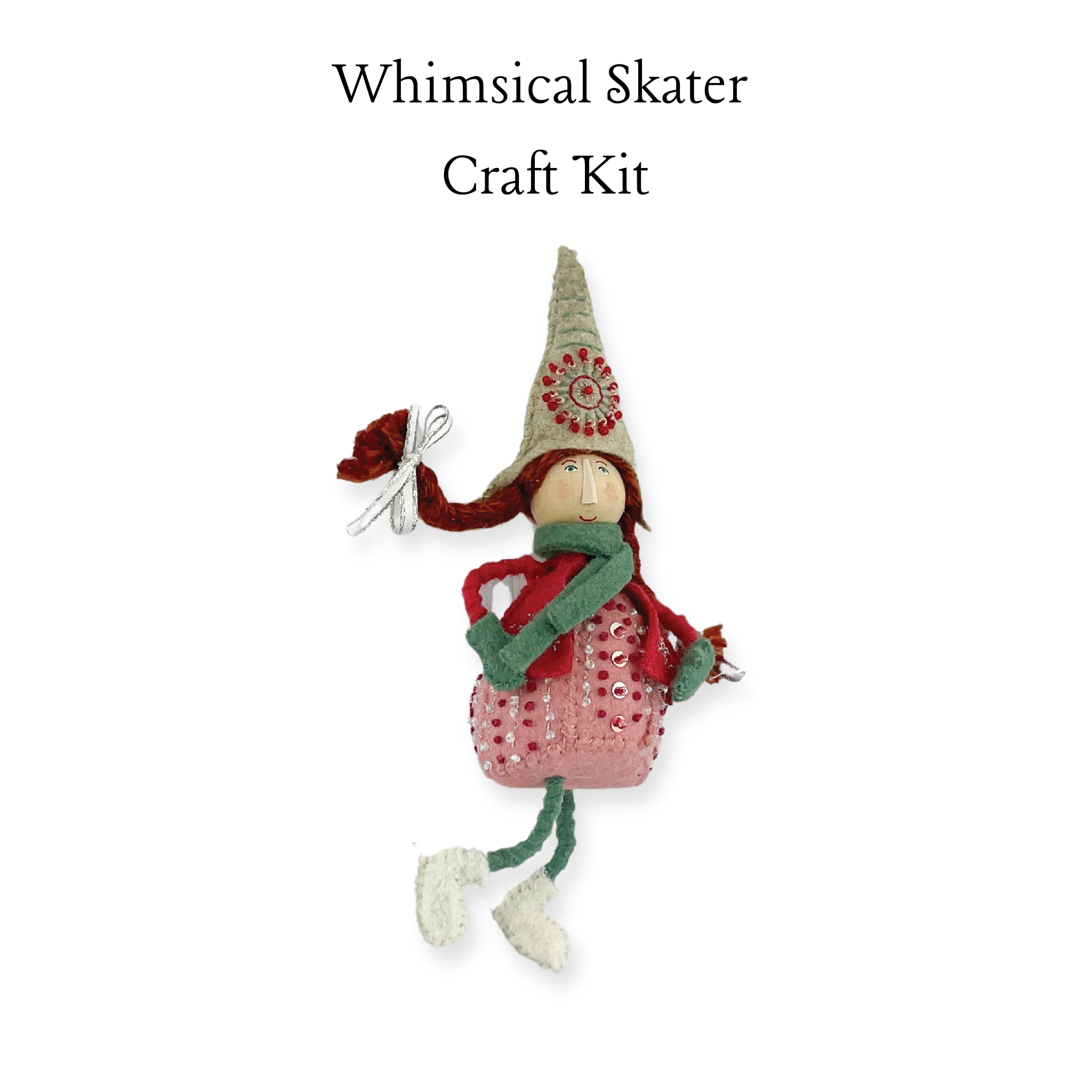 Whimsical Skater Ornament Craft Kit in Pink