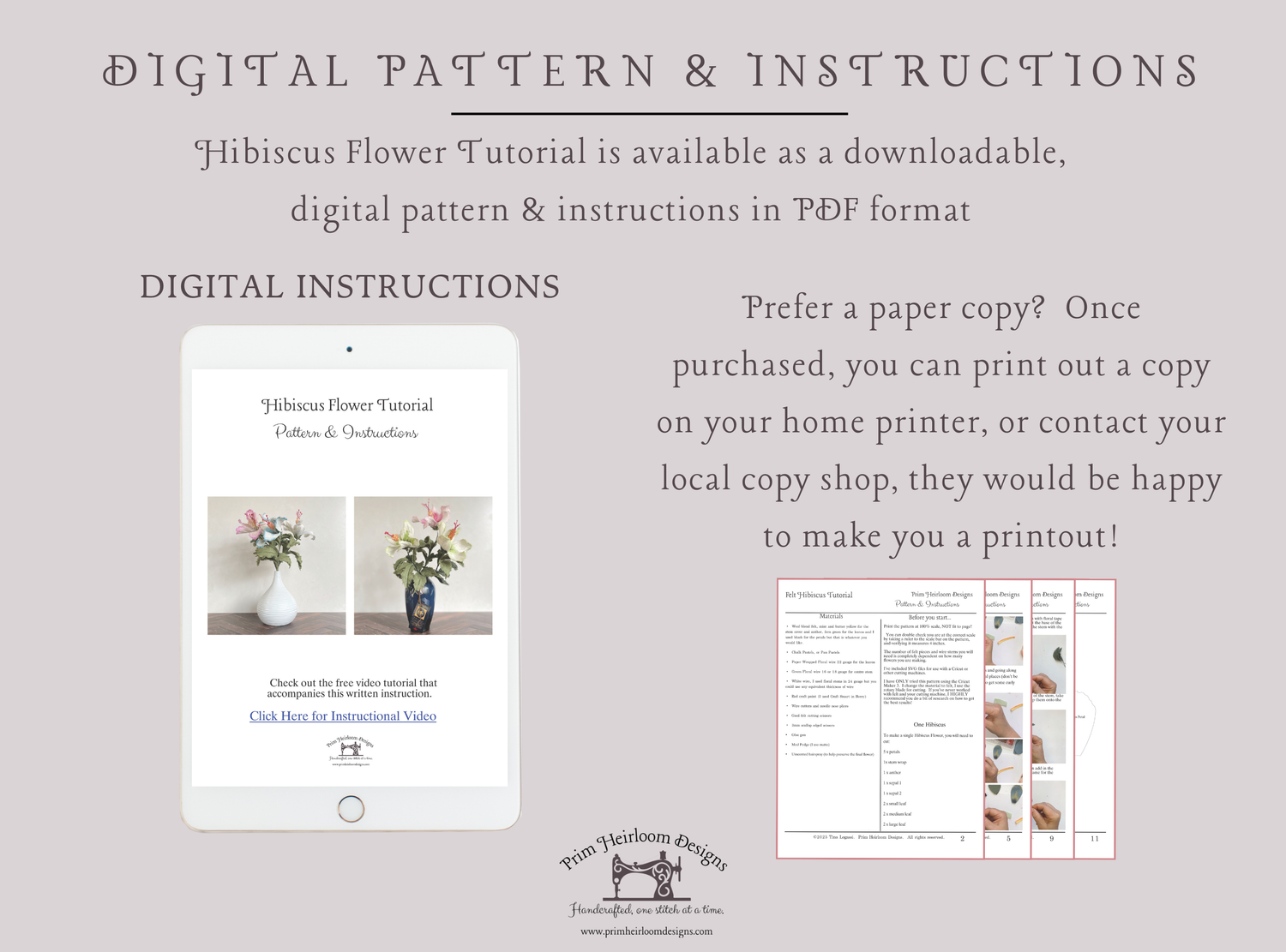 Felt Hibiscus Flower Digital Pattern
