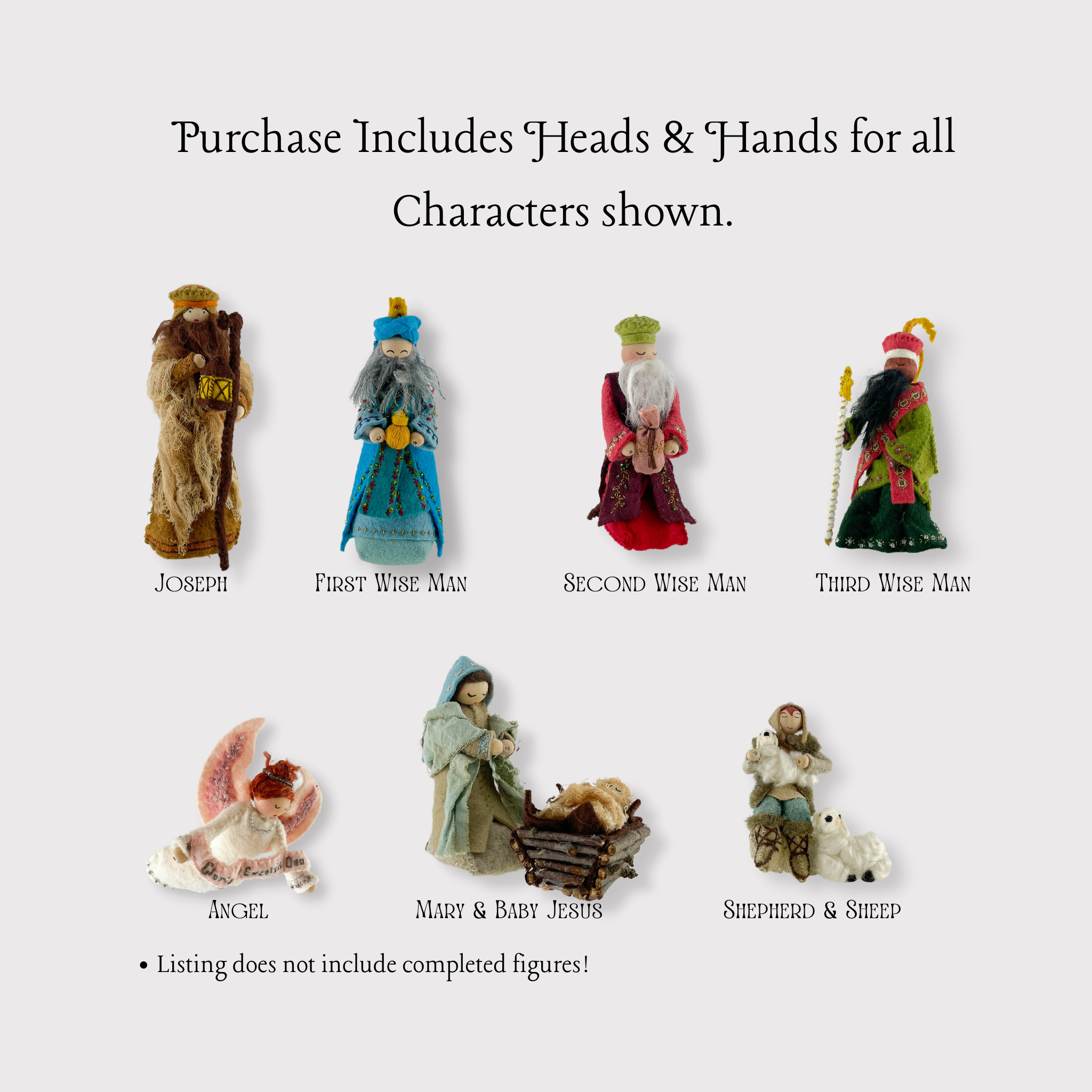 Complete Set of Nativity Scene Heads + Hands