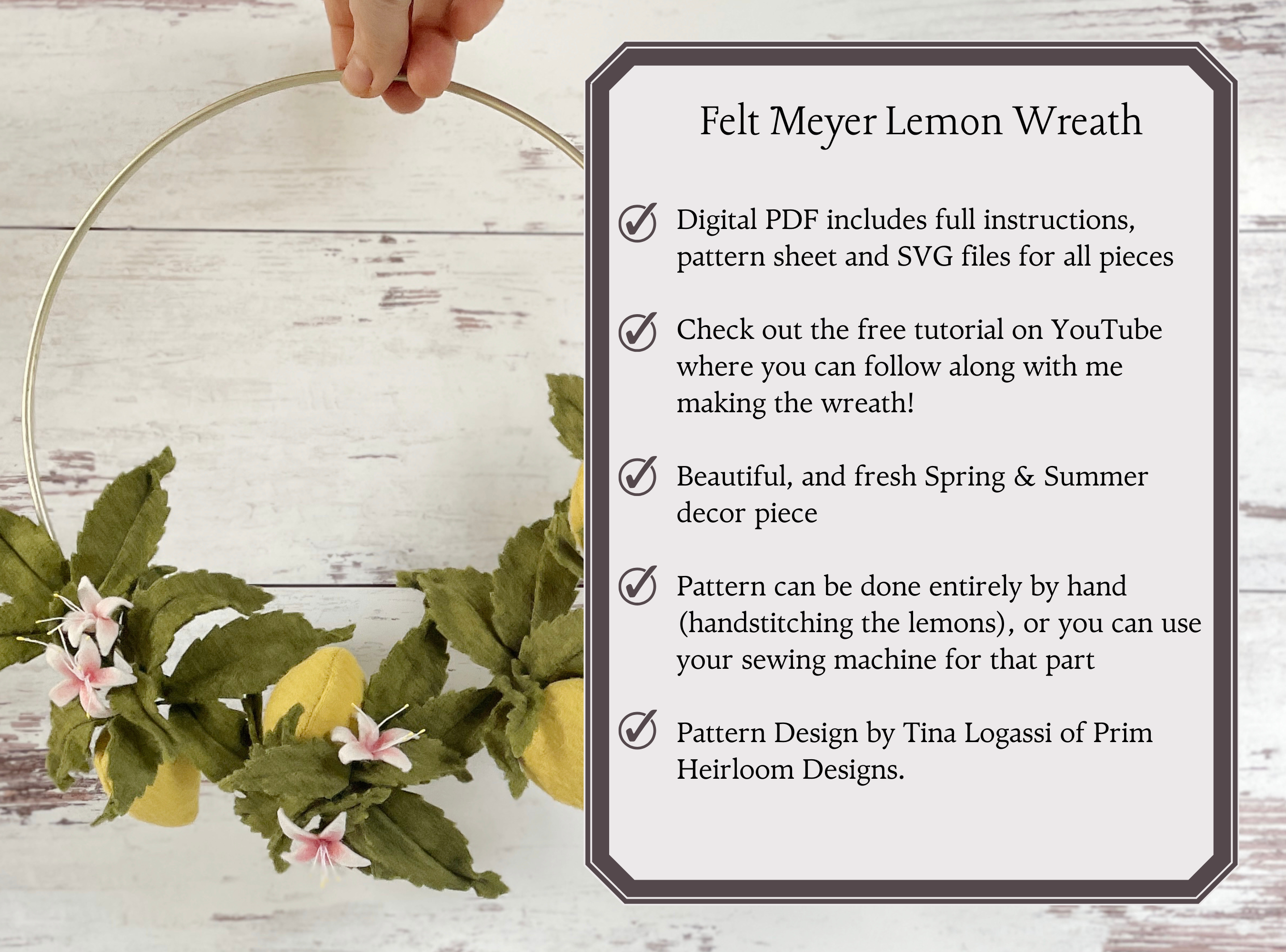 Felt Meyer Lemon Wreath Digital Pattern