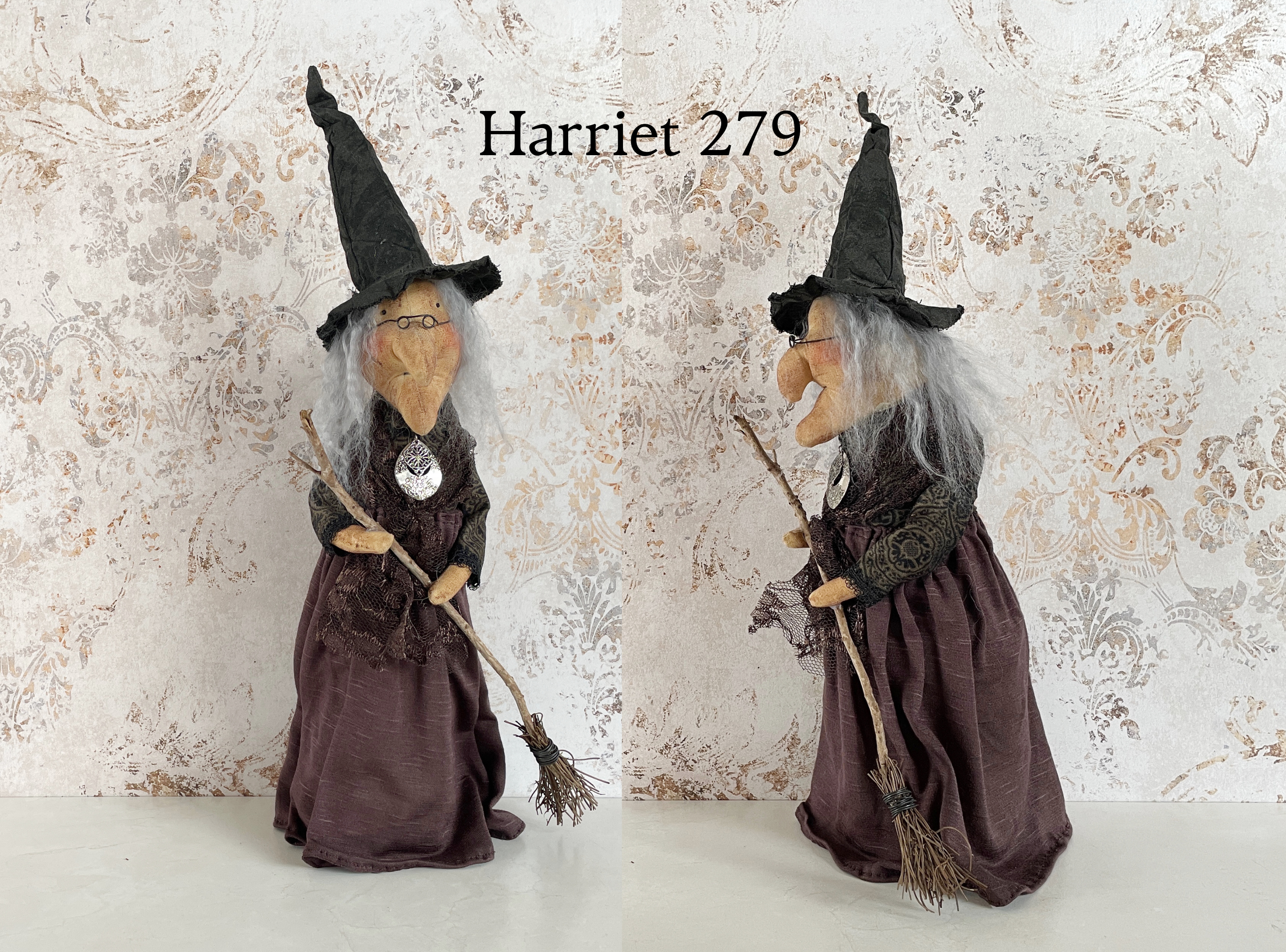 Handmade Halloween Harriet Witch Doll Fall Home Decor / Autumn Folk Art Handmade OOAK Fabric Doll / One of a Kind Handmade Witch