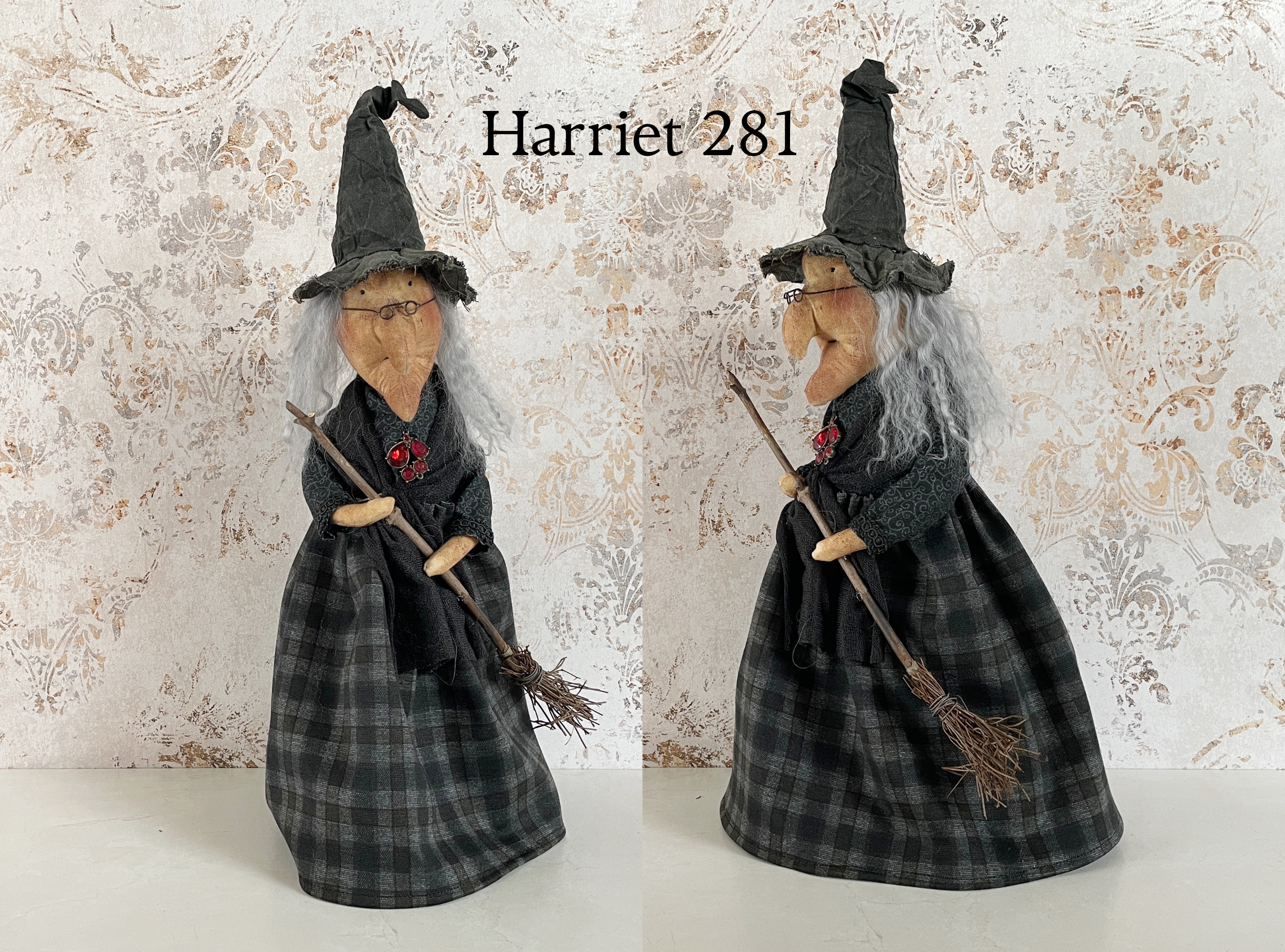 Handmade Halloween Harriet Witch Doll Fall Home Decor / Autumn Folk Art Handmade OOAK Fabric Doll / One of a Kind Handmade Witch