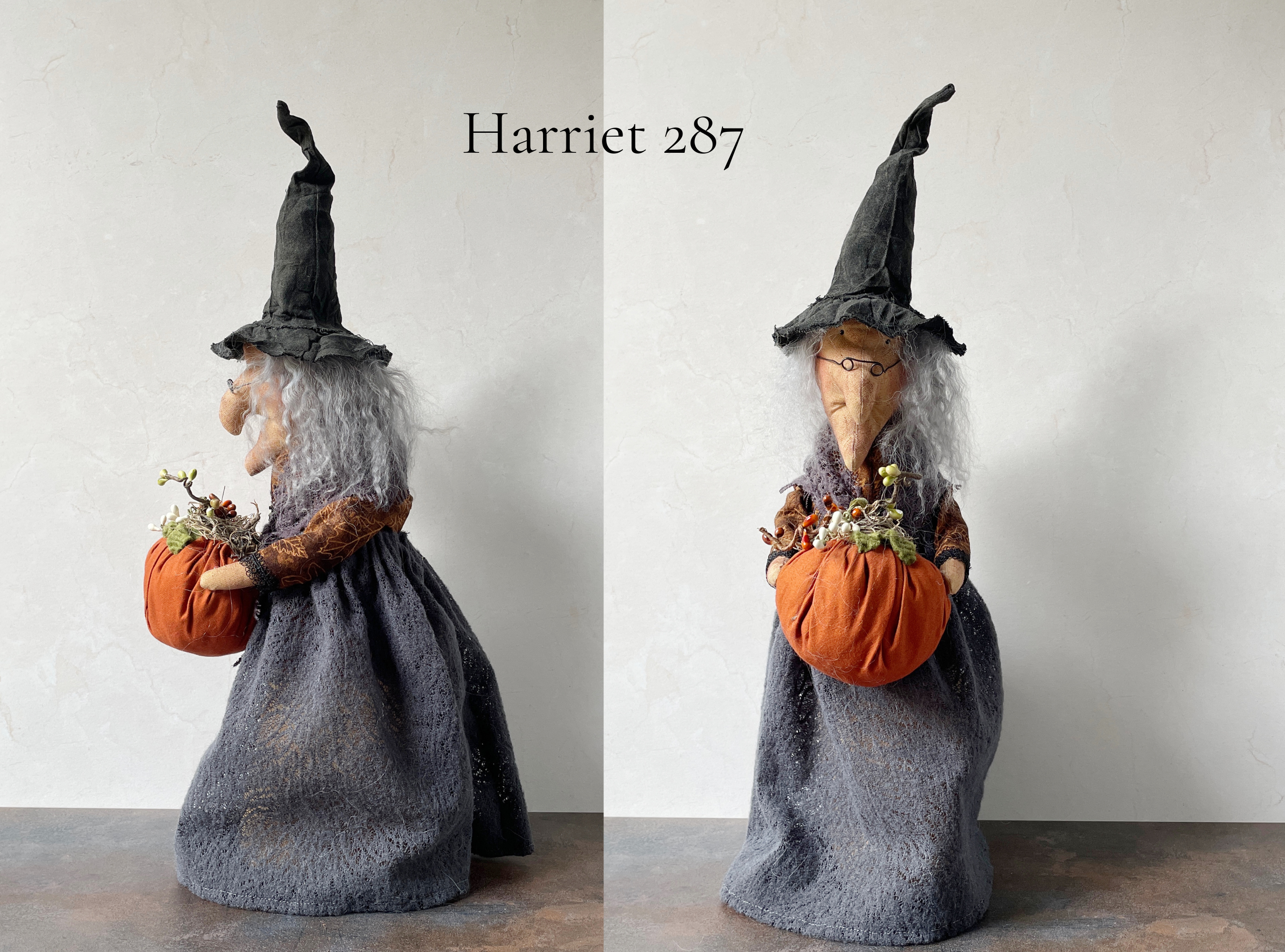 Handmade Halloween Harriet Witch Doll Fall Home Decor / Autumn Folk Art Handmade OOAK Fabric Doll / One of a Kind Handmade Witch
