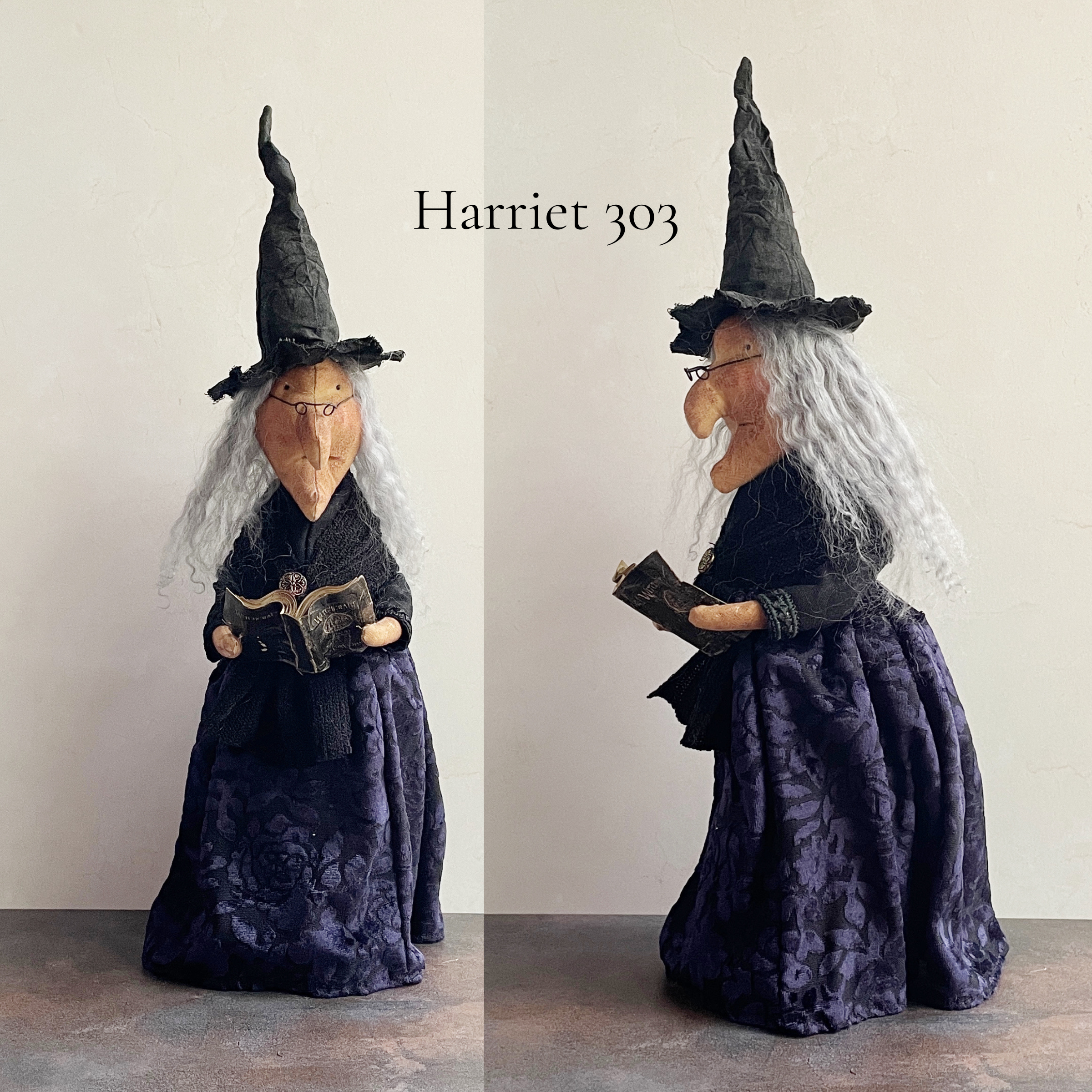 Handmade Halloween Harriet Witch Doll Fall Home Decor / Autumn Folk Art Handmade OOAK Fabric Doll / One of a Kind Handmade Witch