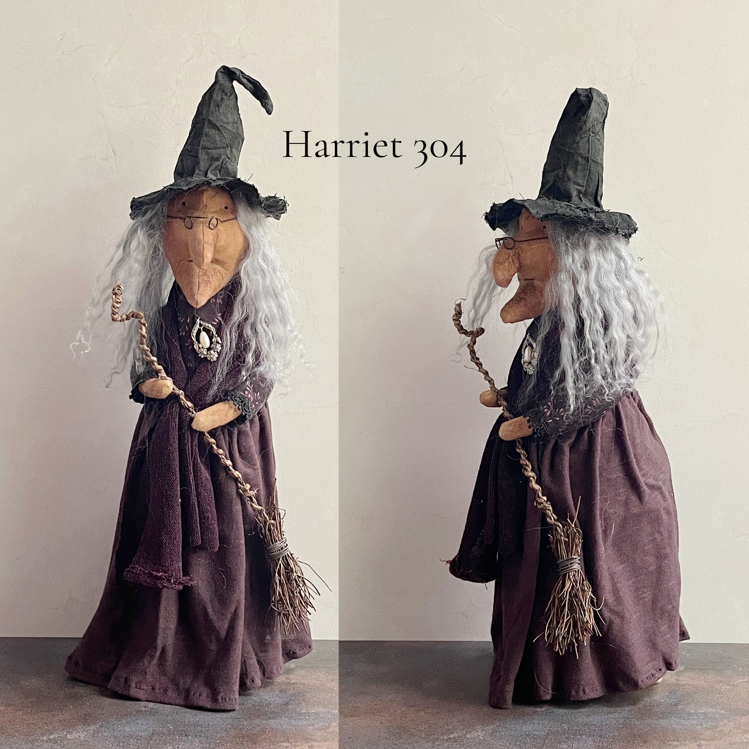 Handmade Halloween Harriet Witch Doll Fall Home Decor / Autumn Folk Art Handmade OOAK Fabric Doll / One of a Kind Handmade Witch