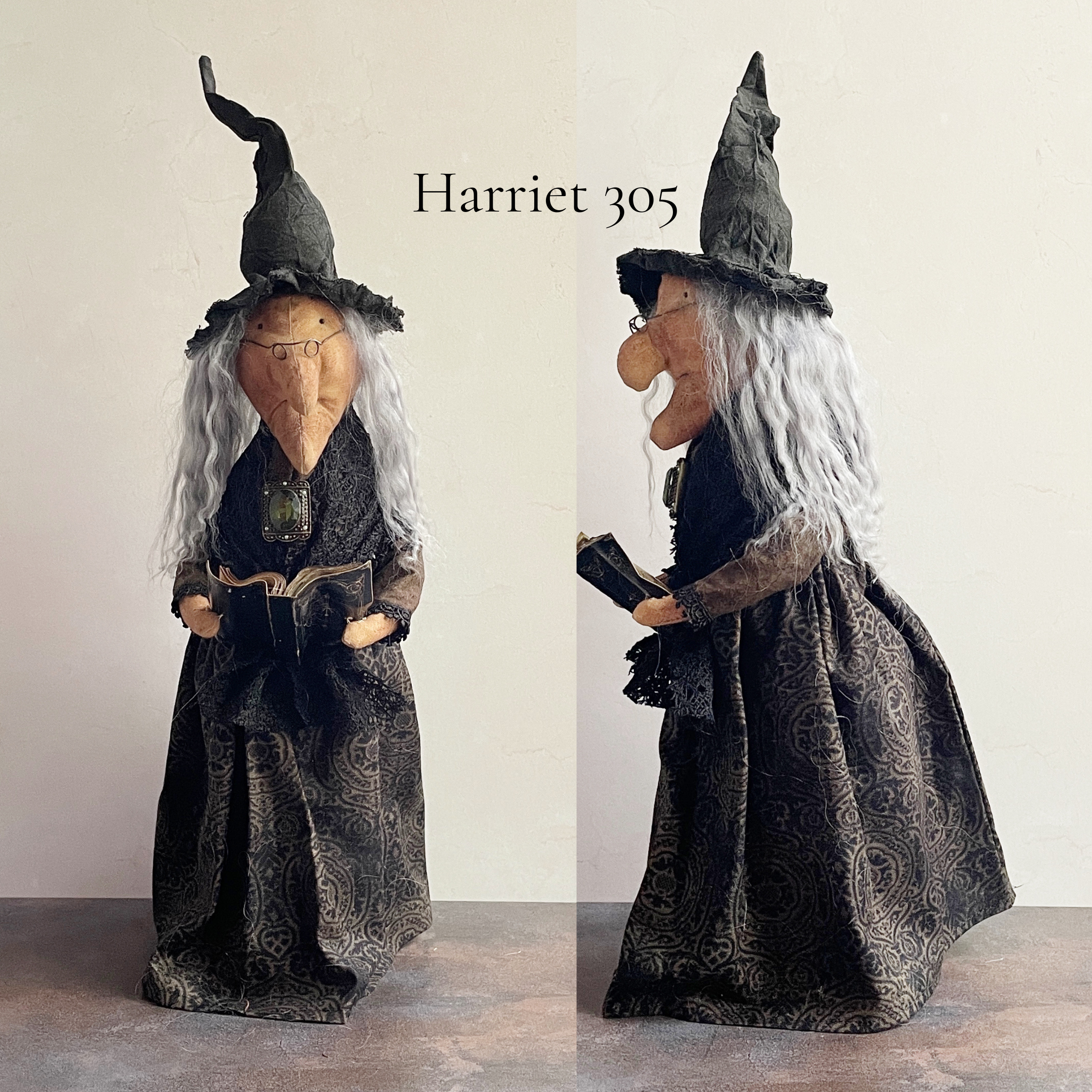 Handmade Halloween Harriet Witch Doll Fall Home Decor / Autumn Folk Art Handmade OOAK Fabric Doll / One of a Kind Handmade Witch