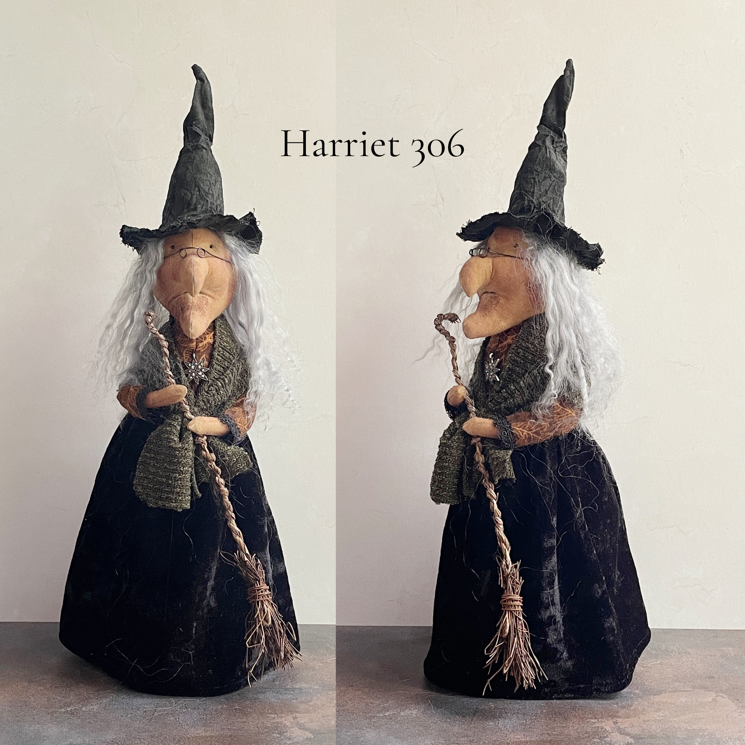 Handmade Halloween Harriet Witch Doll Fall Home Decor / Autumn Folk Art Handmade OOAK Fabric Doll / One of a Kind Handmade Witch