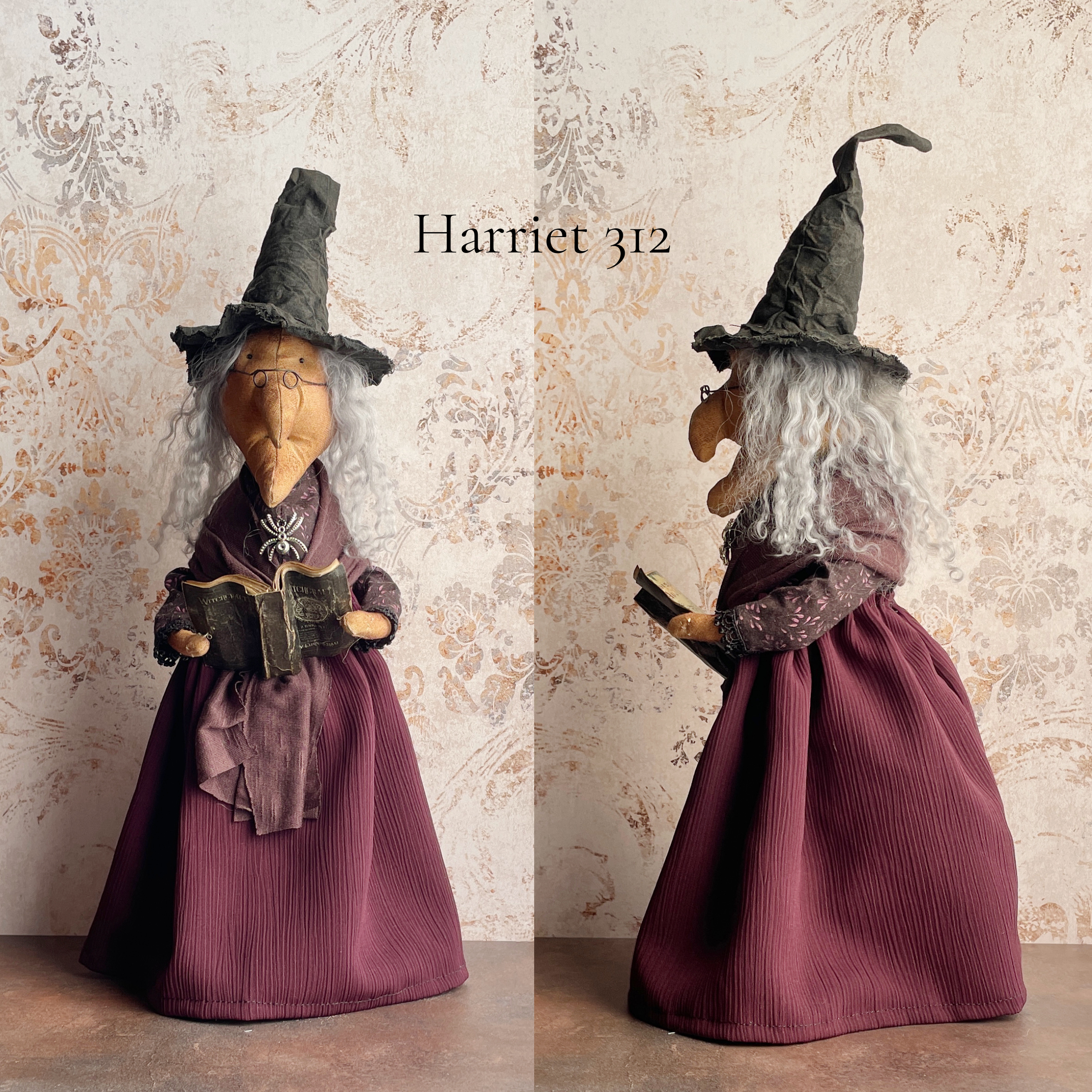 Handmade Halloween Harriet Witch Doll Fall Home Decor / Autumn Folk Art Handmade OOAK Fabric Doll / One of a Kind Handmade Witch