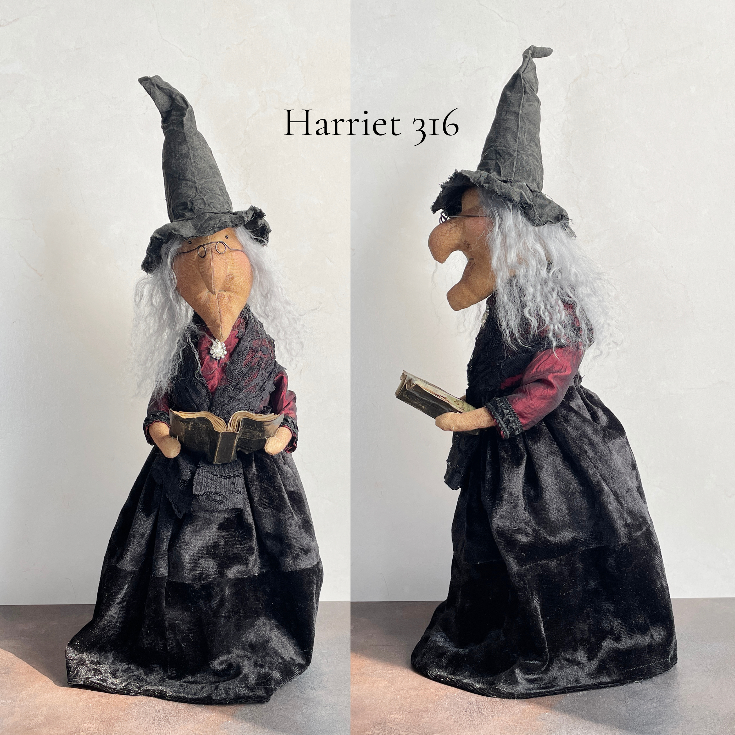 Handmade Halloween Harriet Witch Doll Fall Home Decor / Autumn Folk Art Handmade OOAK Fabric Doll / One of a Kind Handmade Witch