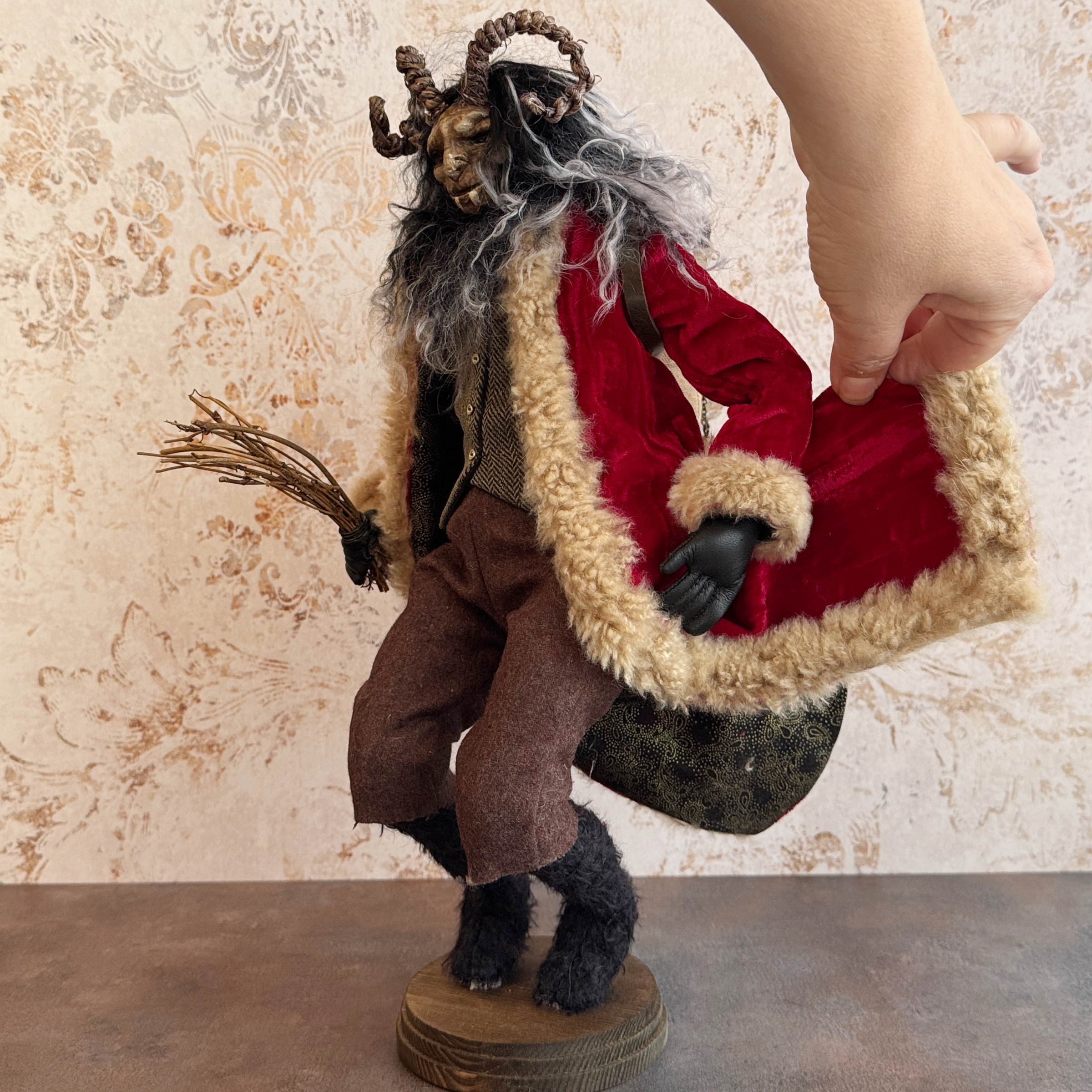 Handmade Krampus Figure with Backpack No. 001