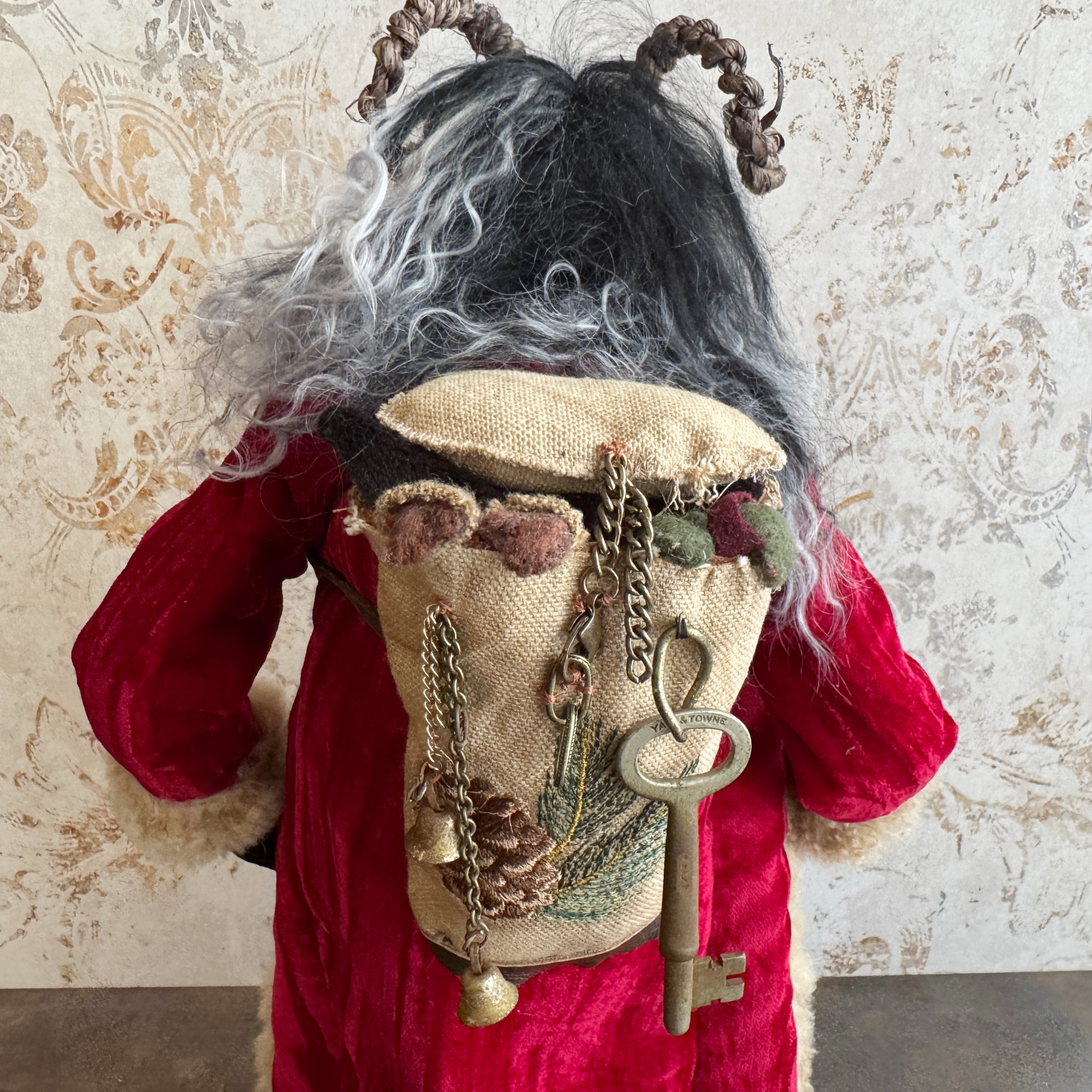 Handmade Krampus Figure with Backpack No. 001