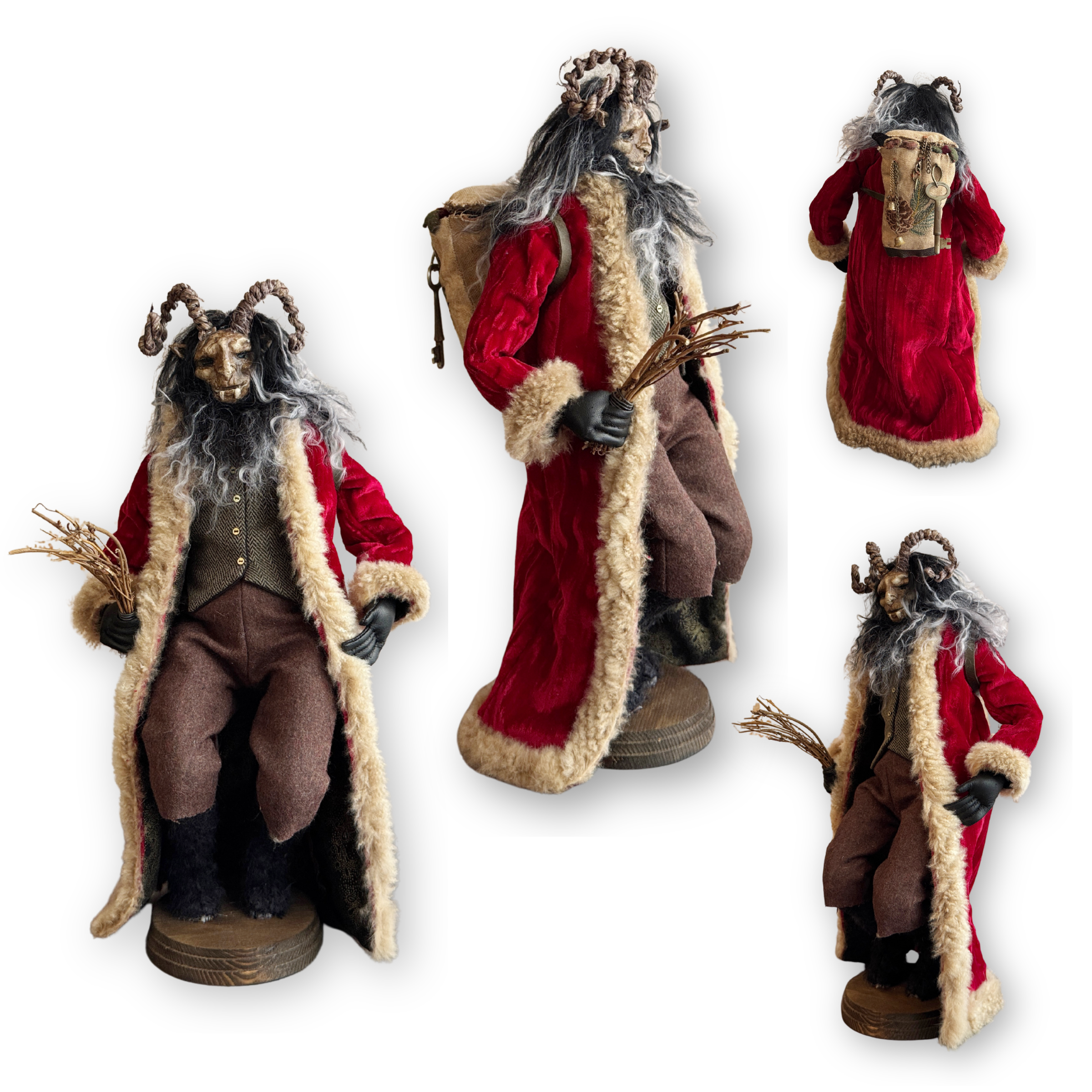 Handmade Krampus Figure with Backpack No. 001