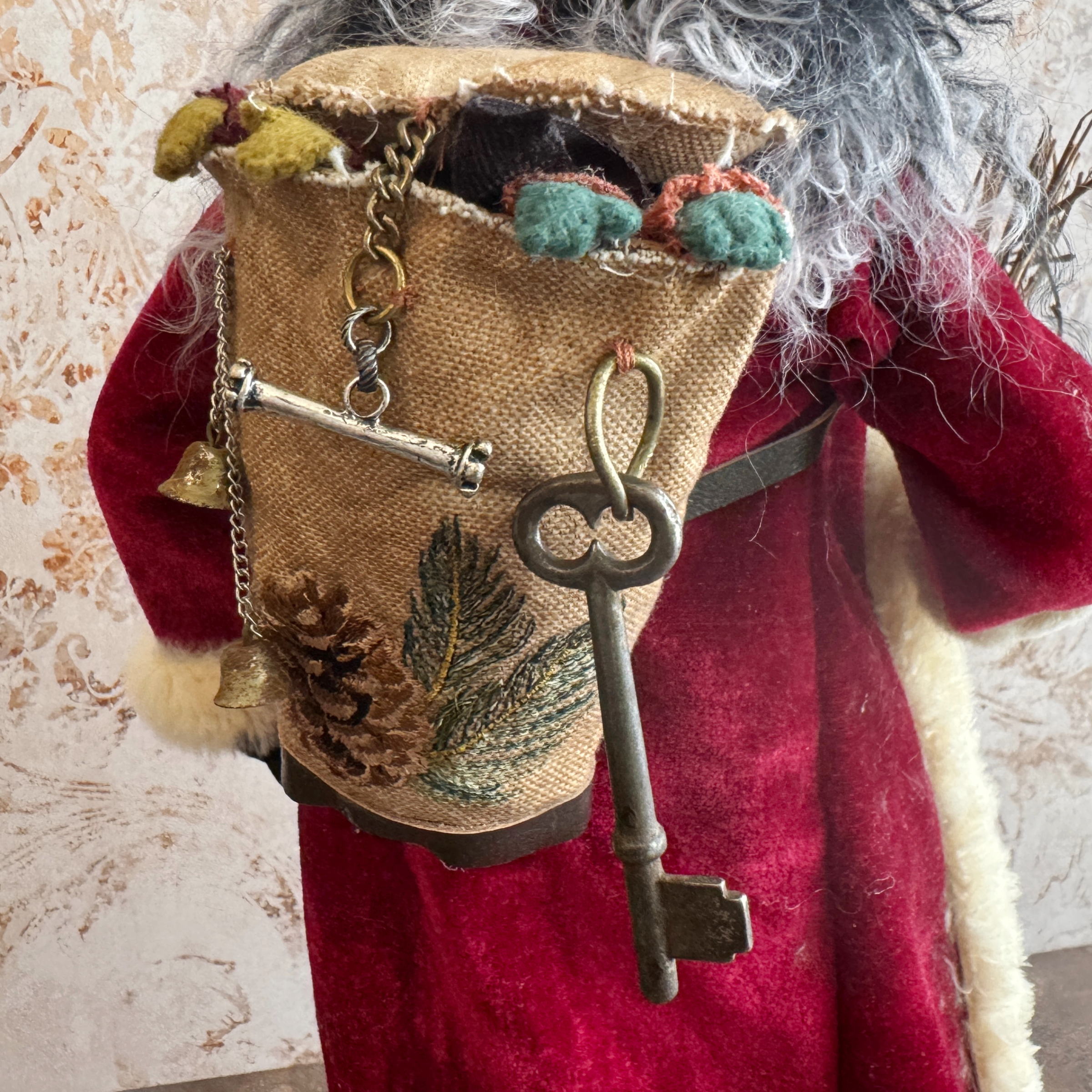 Handmade Krampus Figure with Backpack No. 006