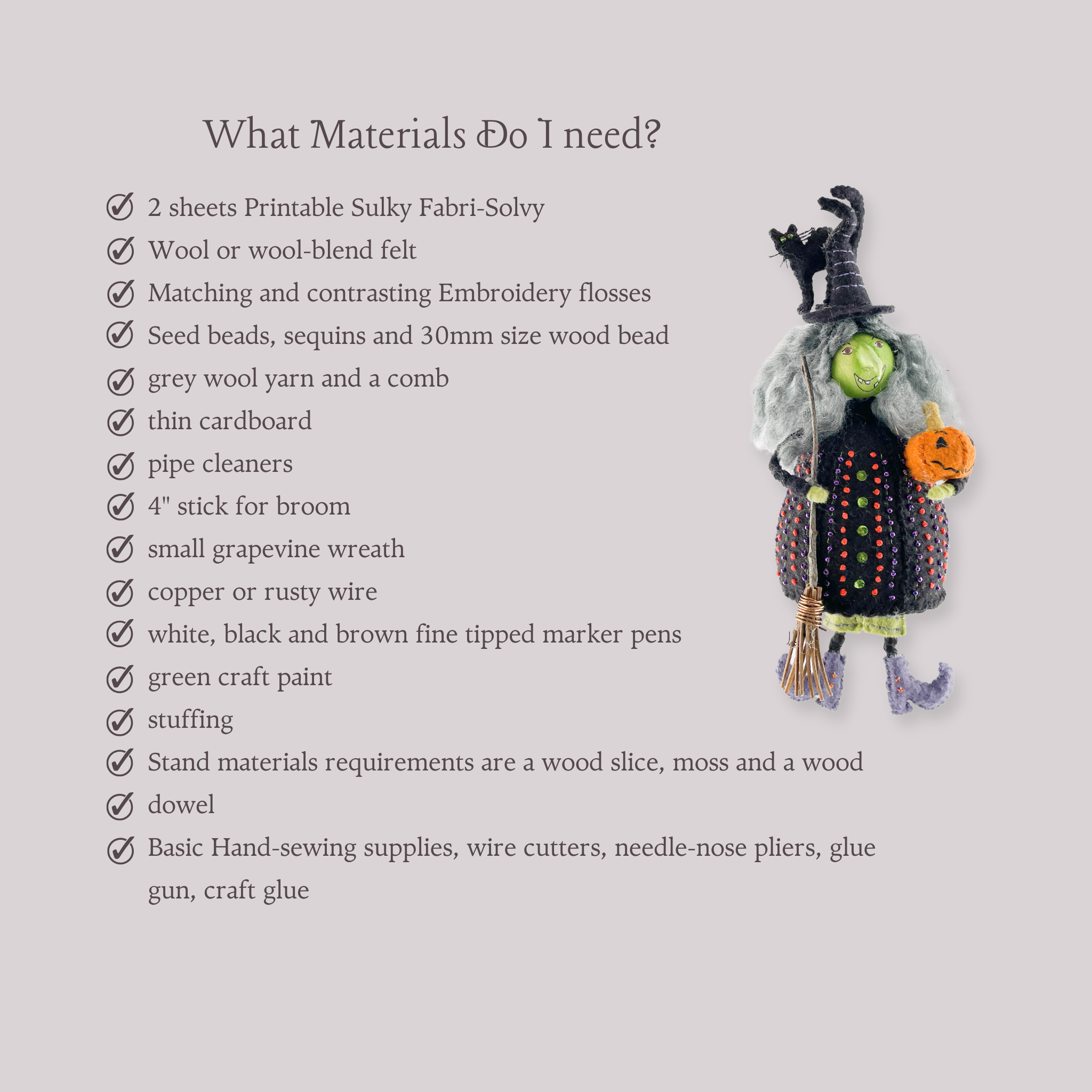 Whimsical Tabitha, a Halloween Witch E-Pattern and Instructions