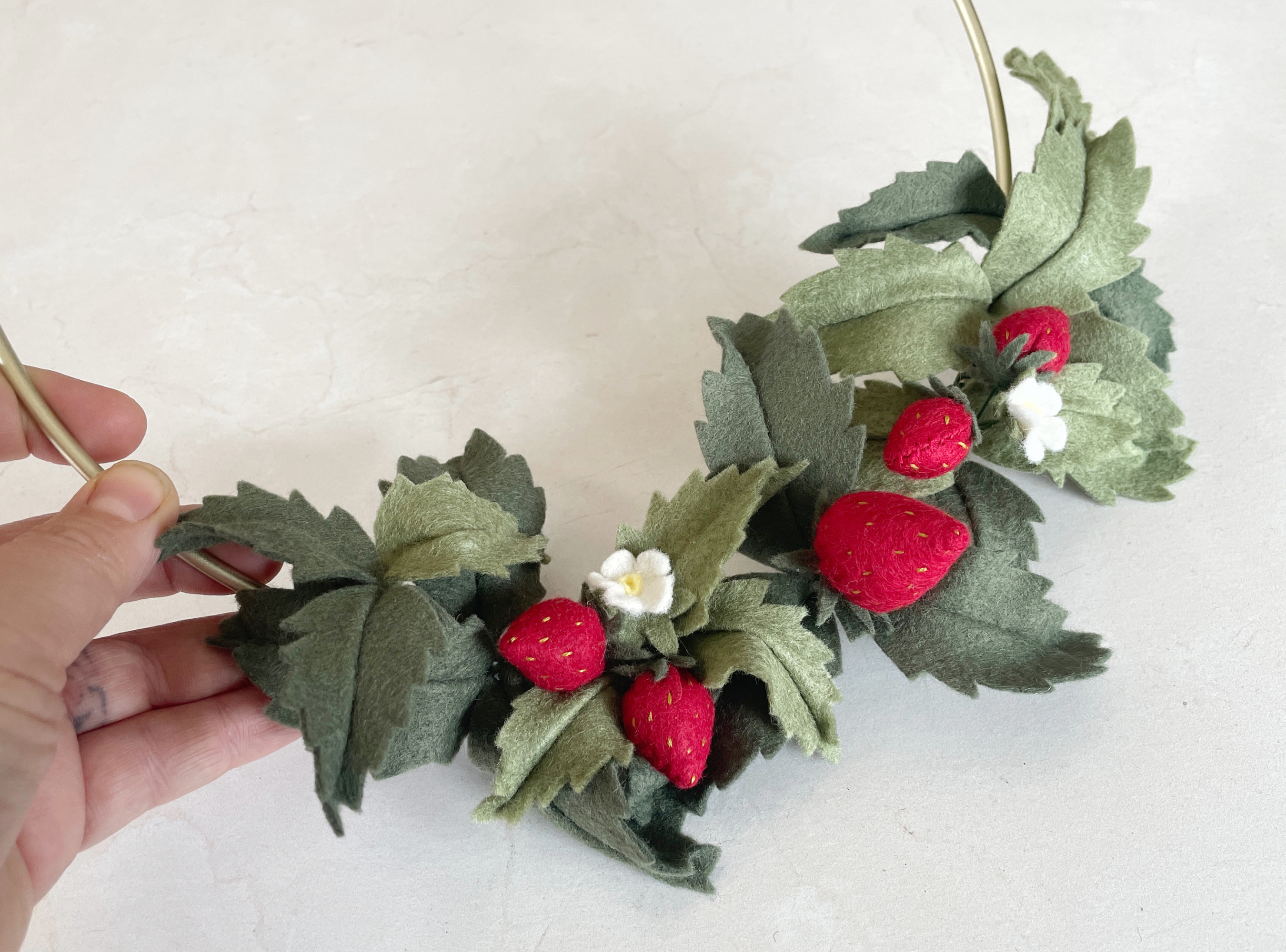 8" or 10" Handmade Felt Strawberry Wreath