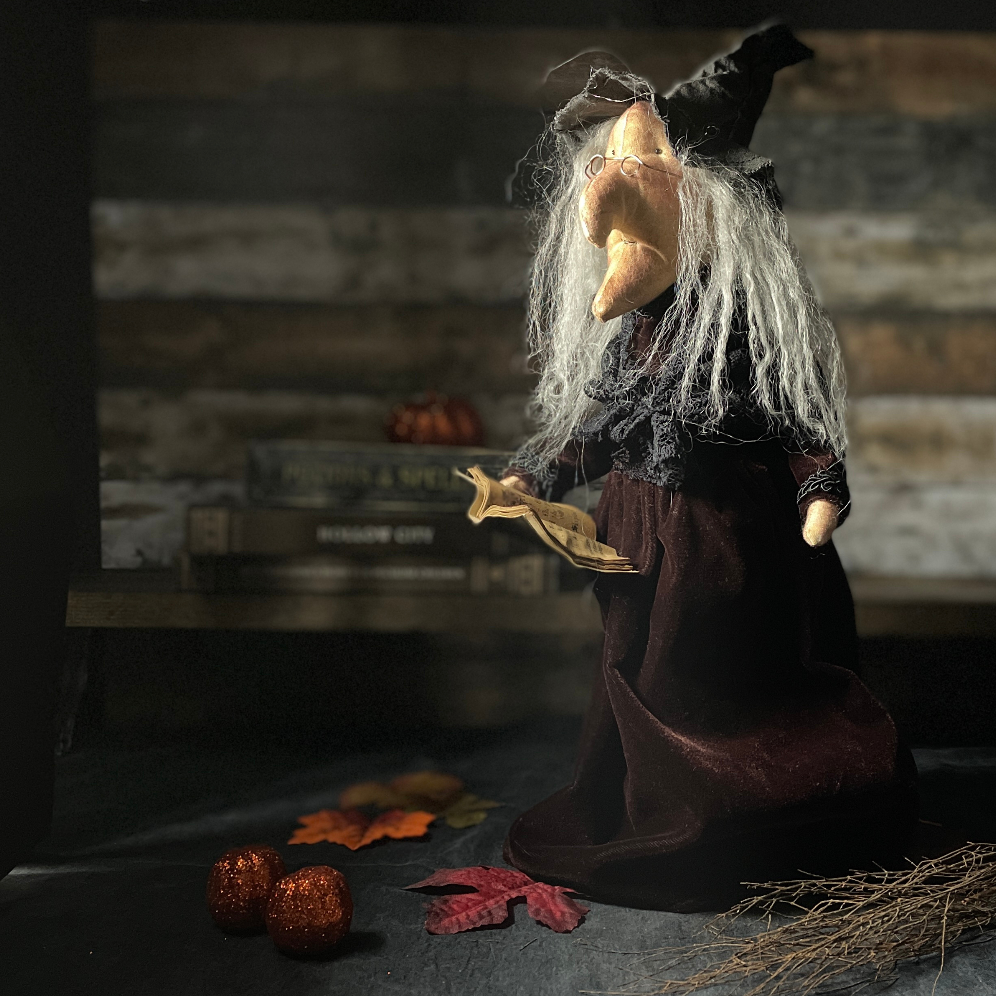 Handmade Halloween Harriet Witch Doll Fall Home Decor / Autumn Folk Art Handmade OOAK Fabric Doll / One of a Kind Handmade Witch