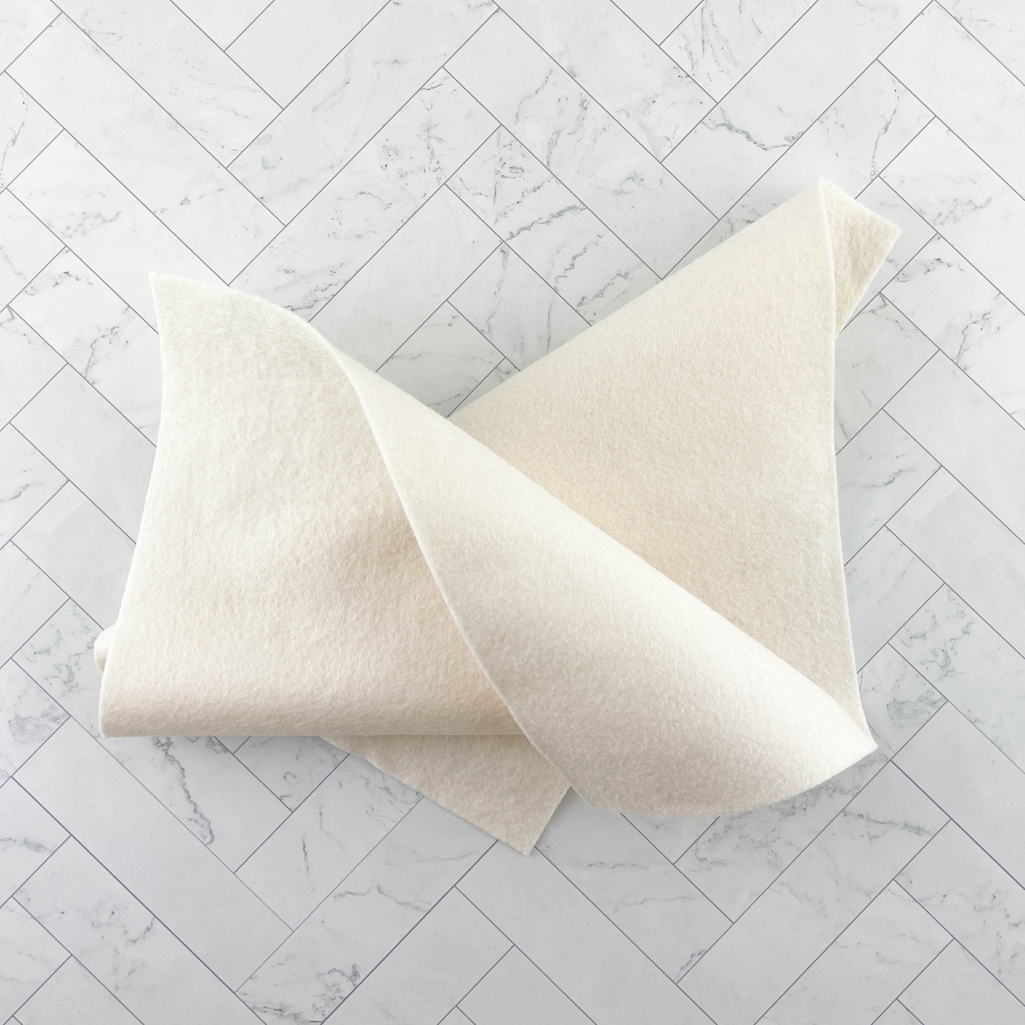 White Linen Wool Blend Felt