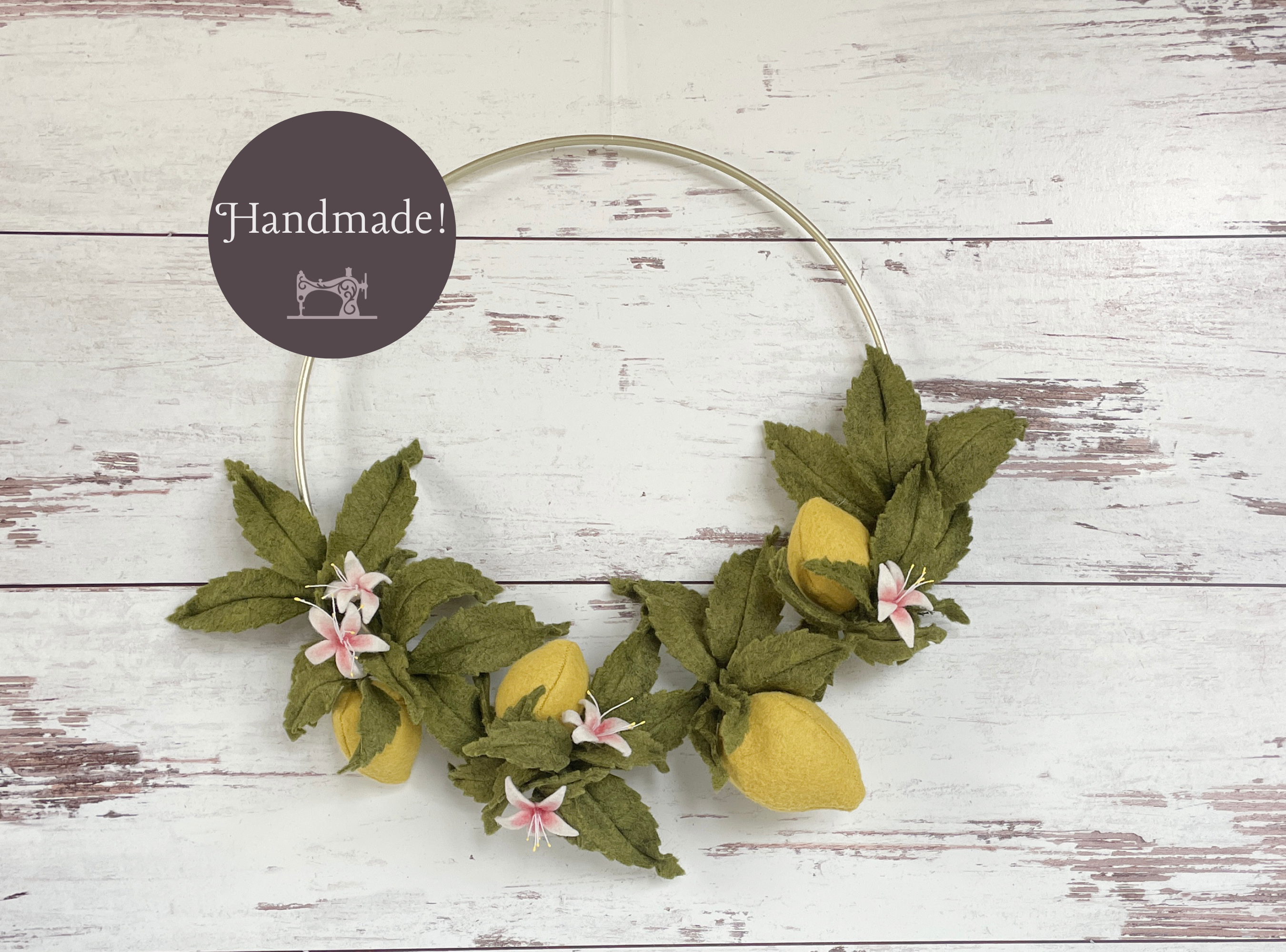 10" Handmade Felt Meyer Lemon Wreath