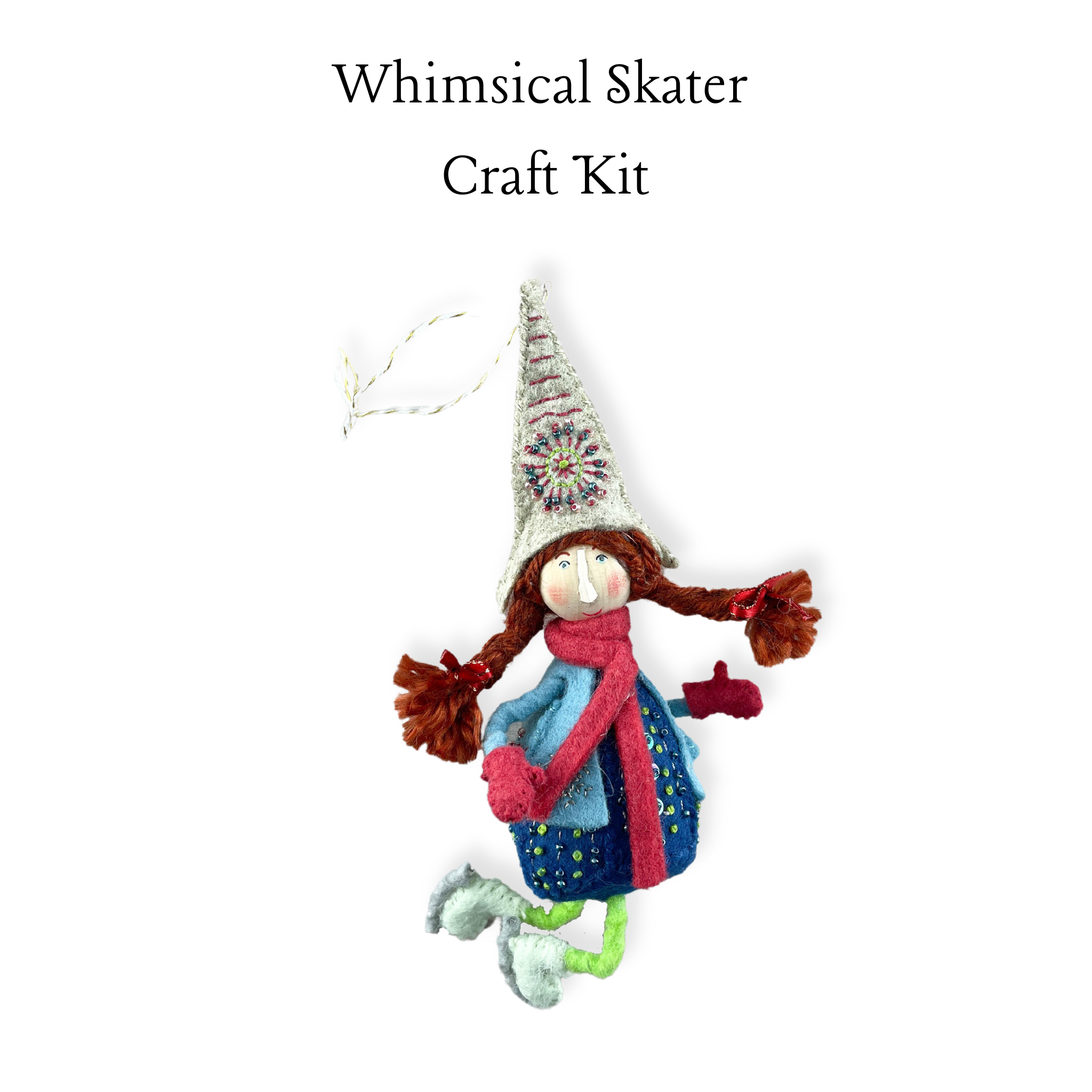 Whimsical Skater Ornament Craft Kit in Blue