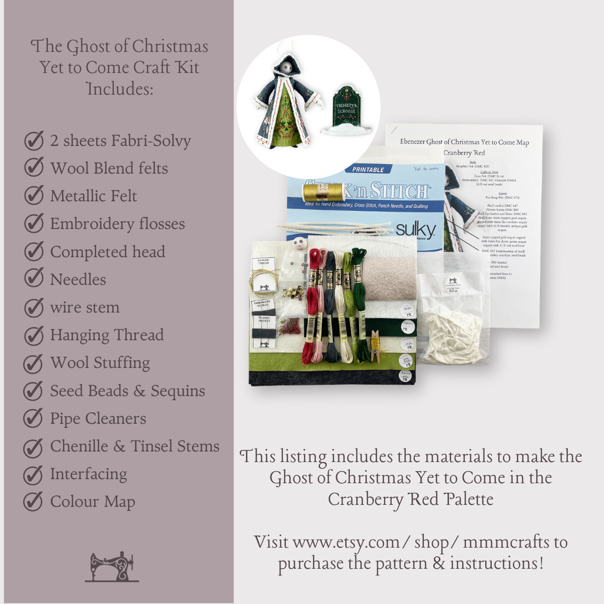 Ghost of Christmas Yet to Come Craft Kit Cranberry Red