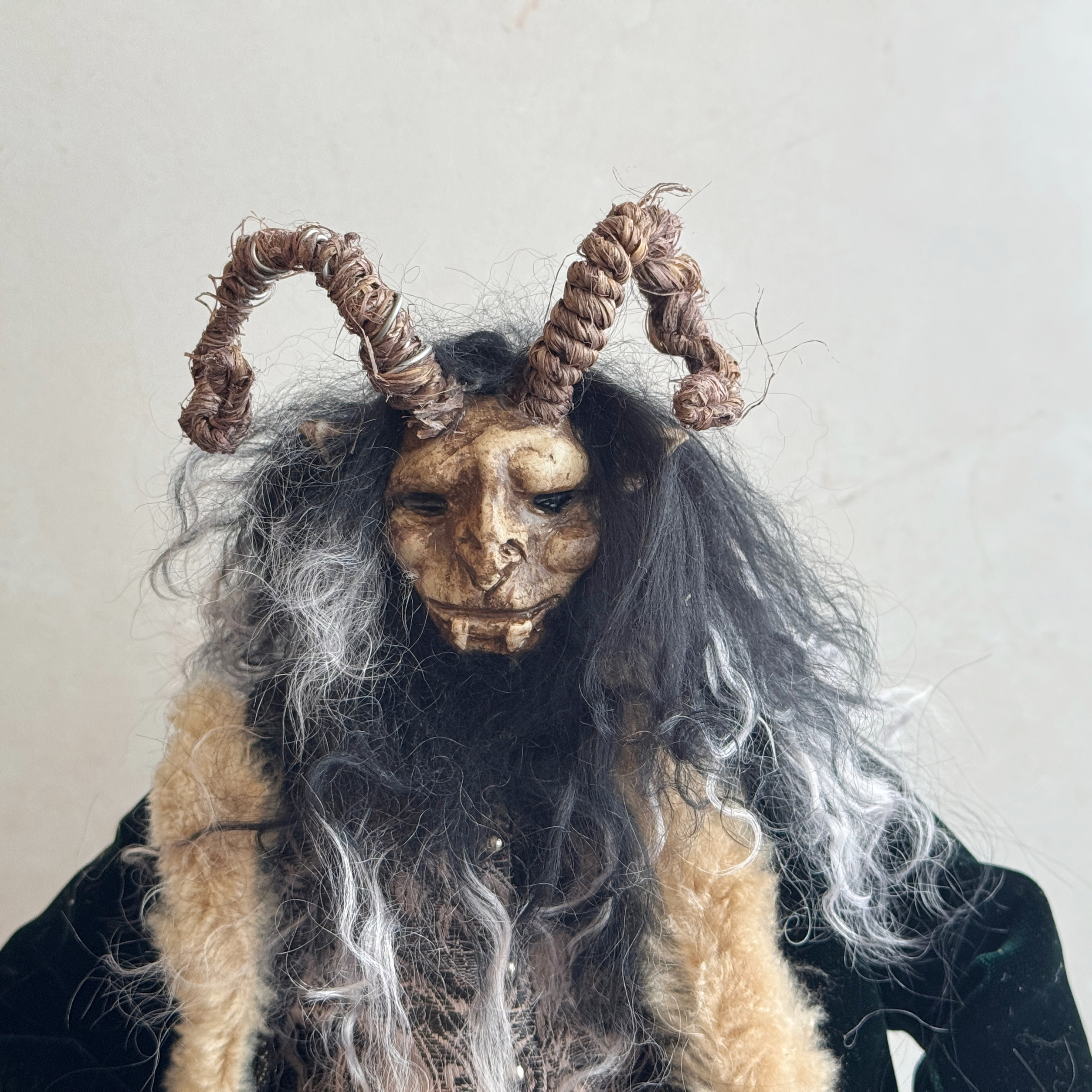 Handmade Krampus Figure with Backpack No. 002