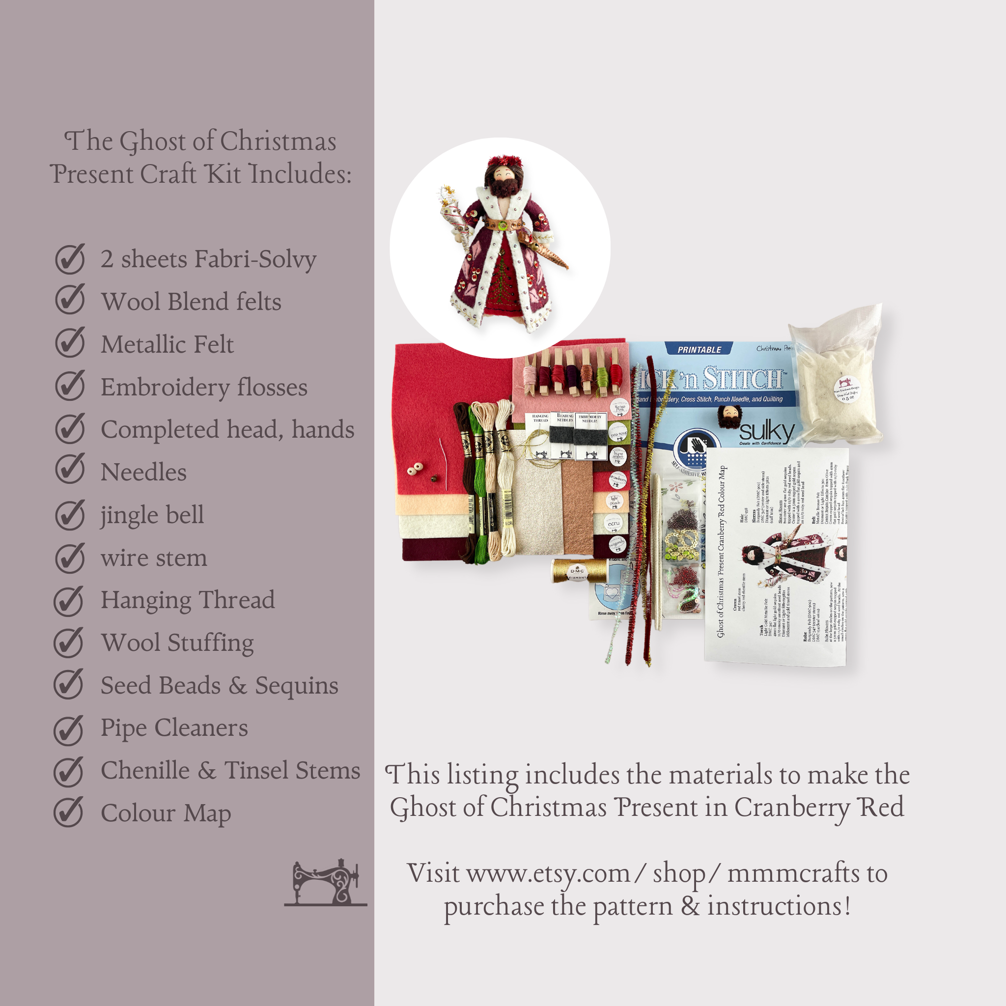 Ghost of Christmas Present Craft Kit Cranberry Red