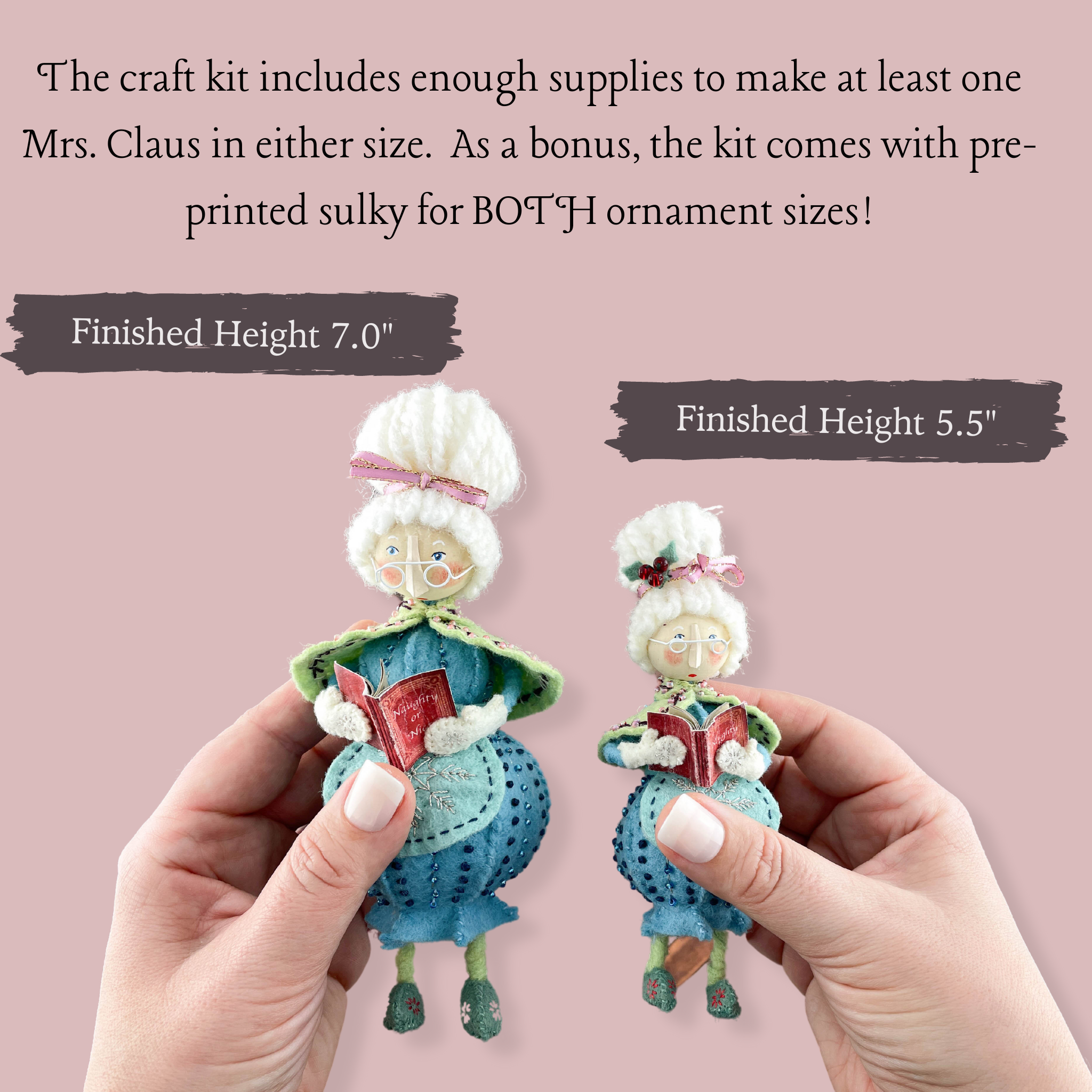 Whimsical Mrs. Claus Ornament Craft Kit Winter Frost