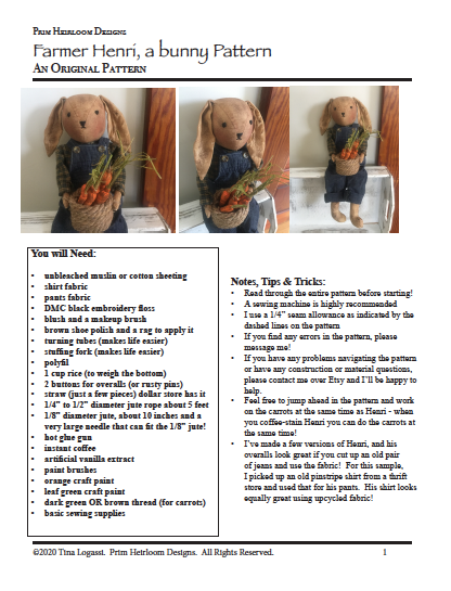 Farmer Henry, A Bunny Sewing Pattern