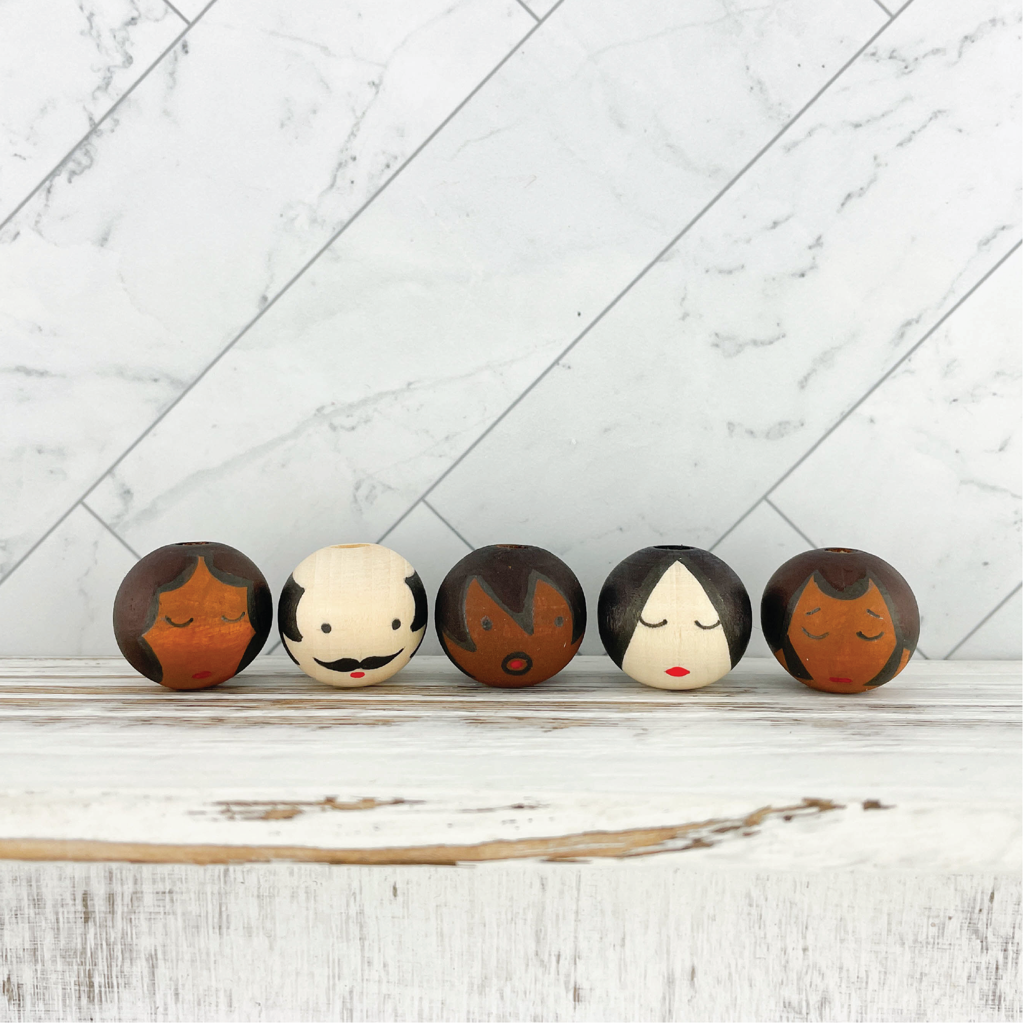 Twelve Days of Christmas Series Heads in Different Skin Tones 20mm