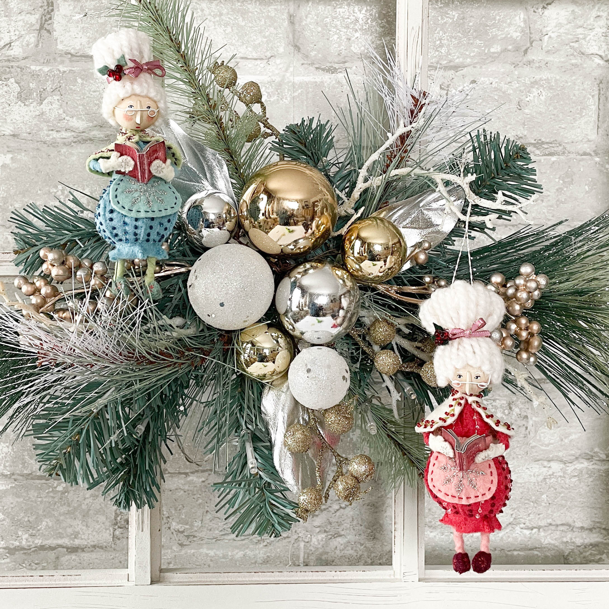Whimsical Mrs. Claus Ornament Craft Kit Poinsettia Red