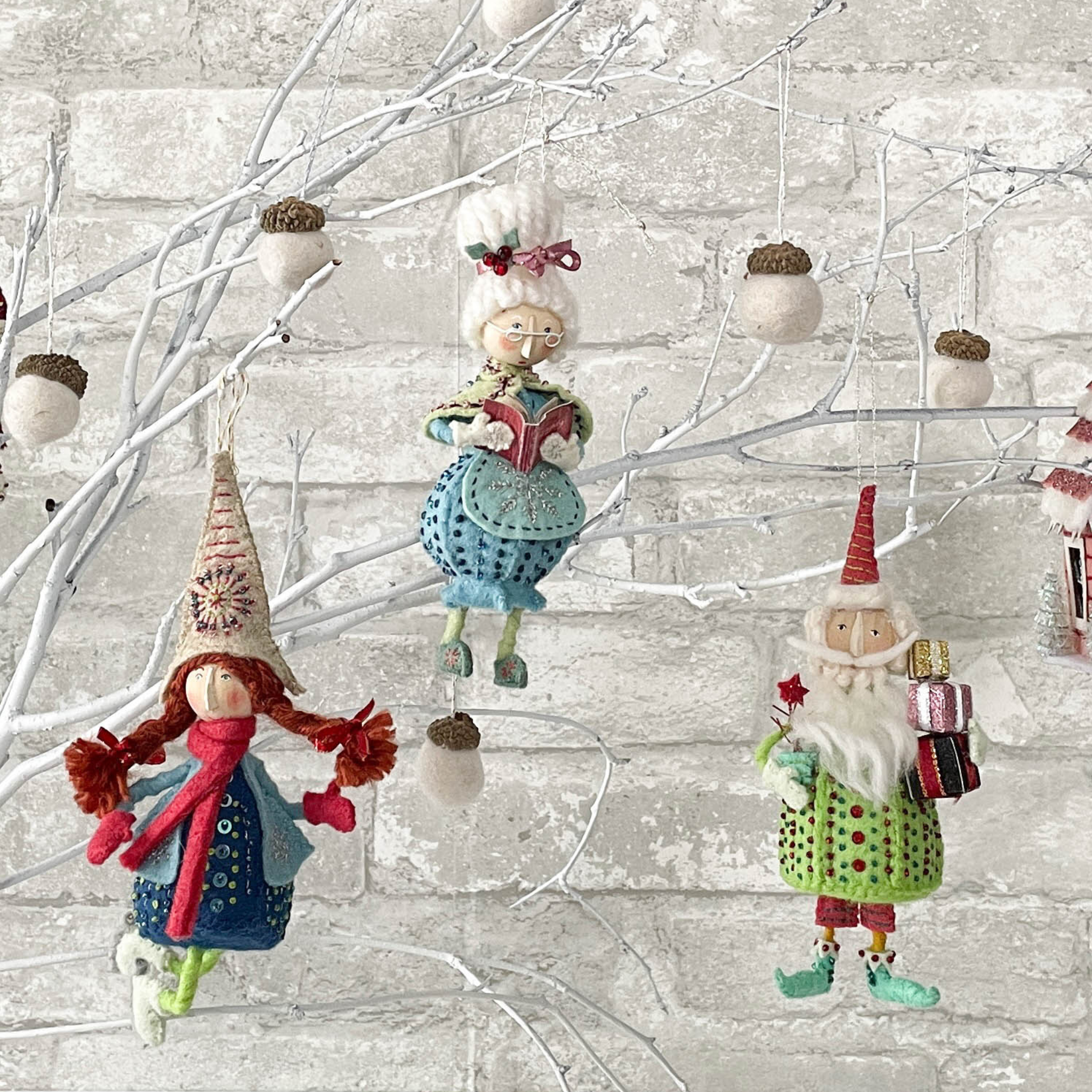 Whimsical Mrs. Claus Ornament Craft Kit Poinsettia Red