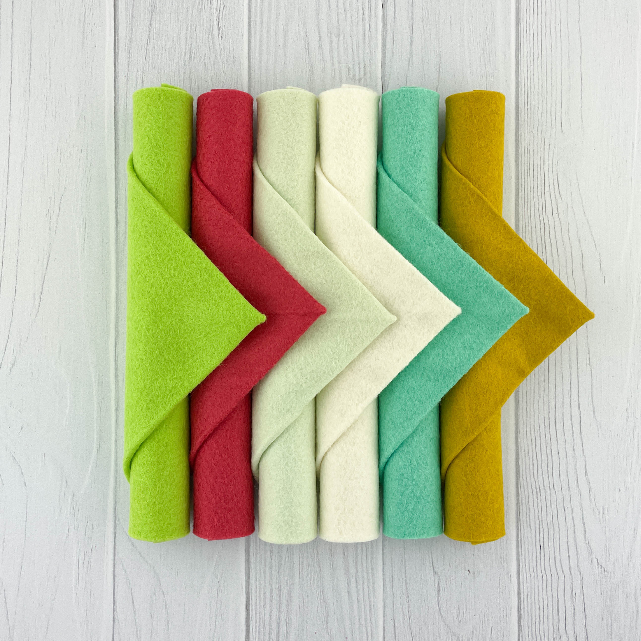 Whimsical Santa Chartreuse Palette Merino Wool Blend Felt Sheets