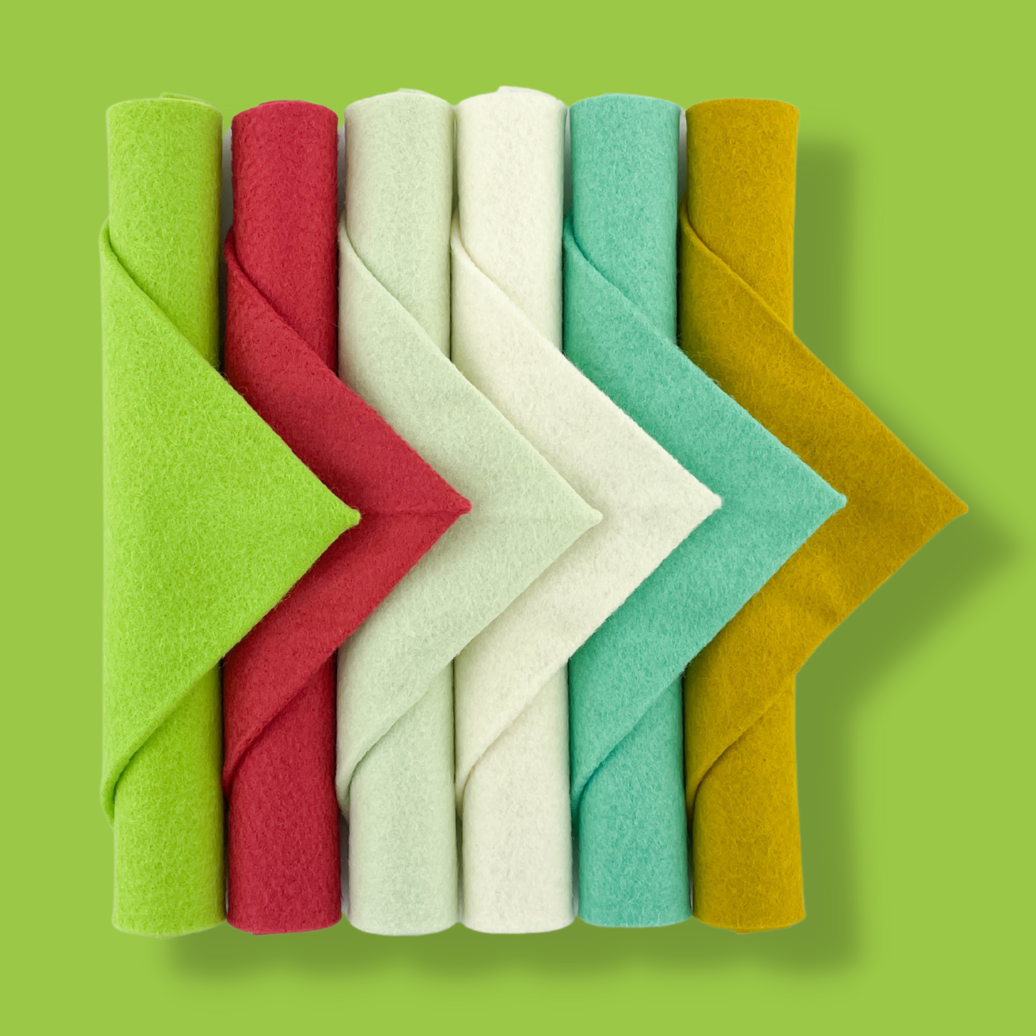 Whimsical Santa Chartreuse Palette Merino Wool Blend Felt Sheets