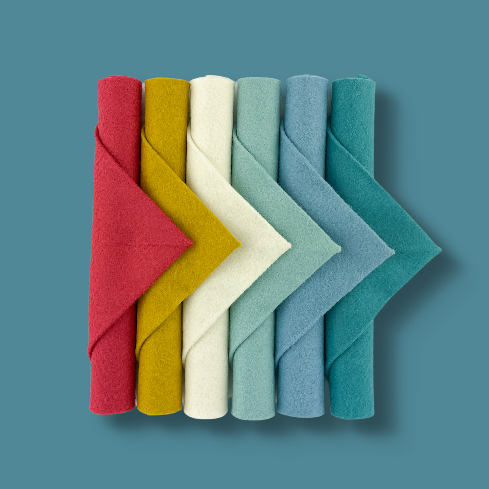 Whimsical Santa Retro Blue Palette Merino Wool Blend Felt Sheets