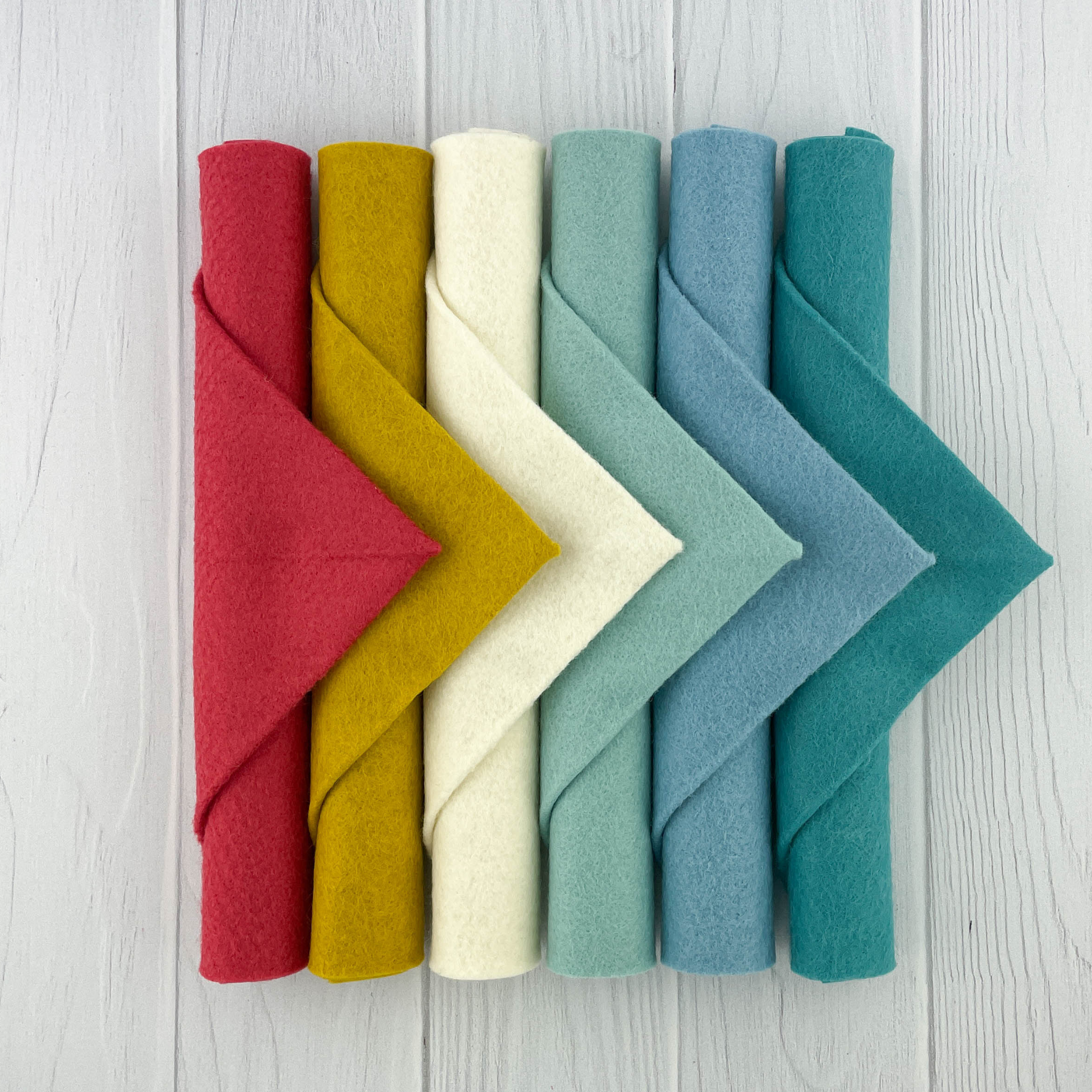 Whimsical Santa Retro Blue Palette Merino Wool Blend Felt Sheets