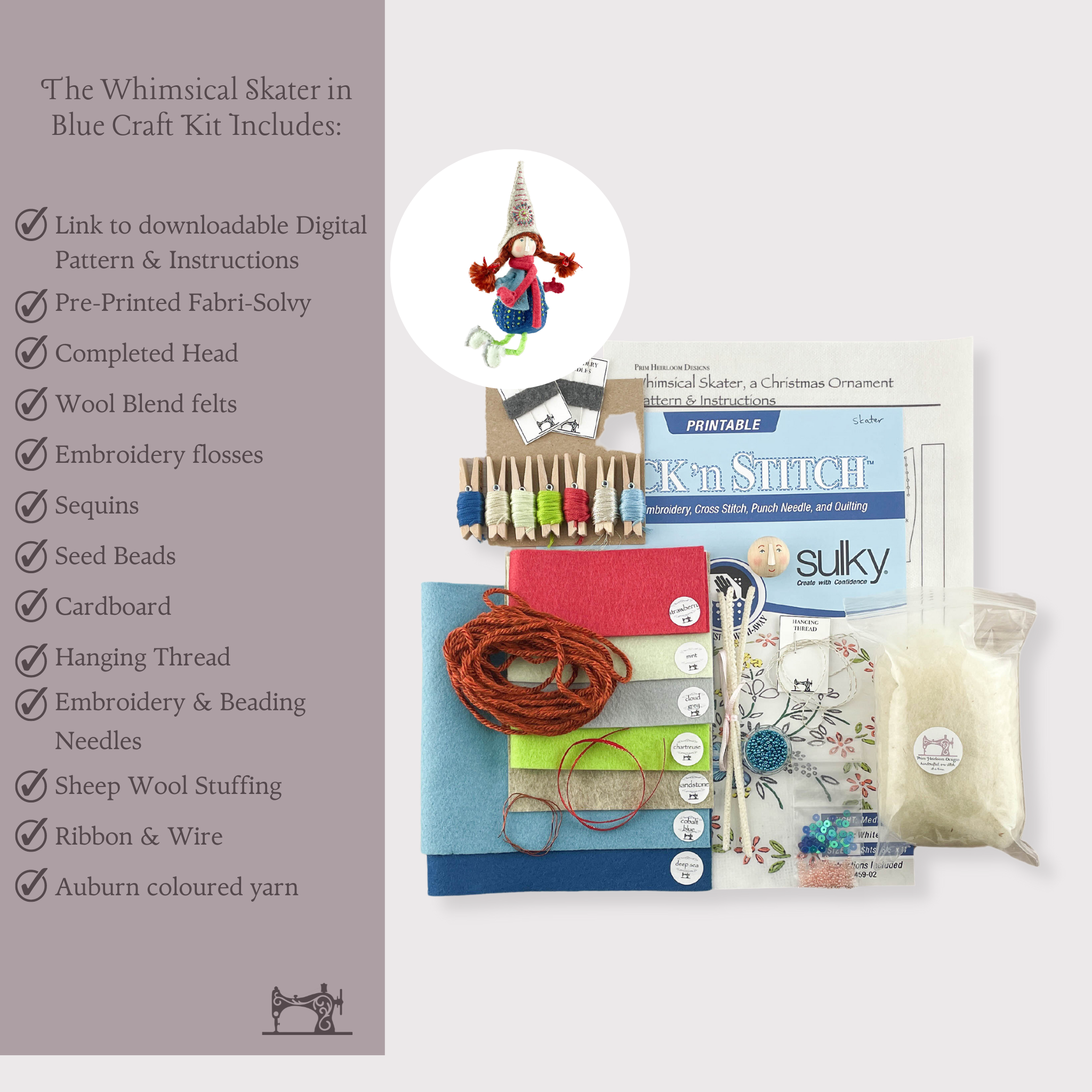 Whimsical Skater Ornament Craft Kit in Blue