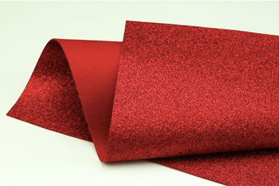 Red Glitter Wool Felt