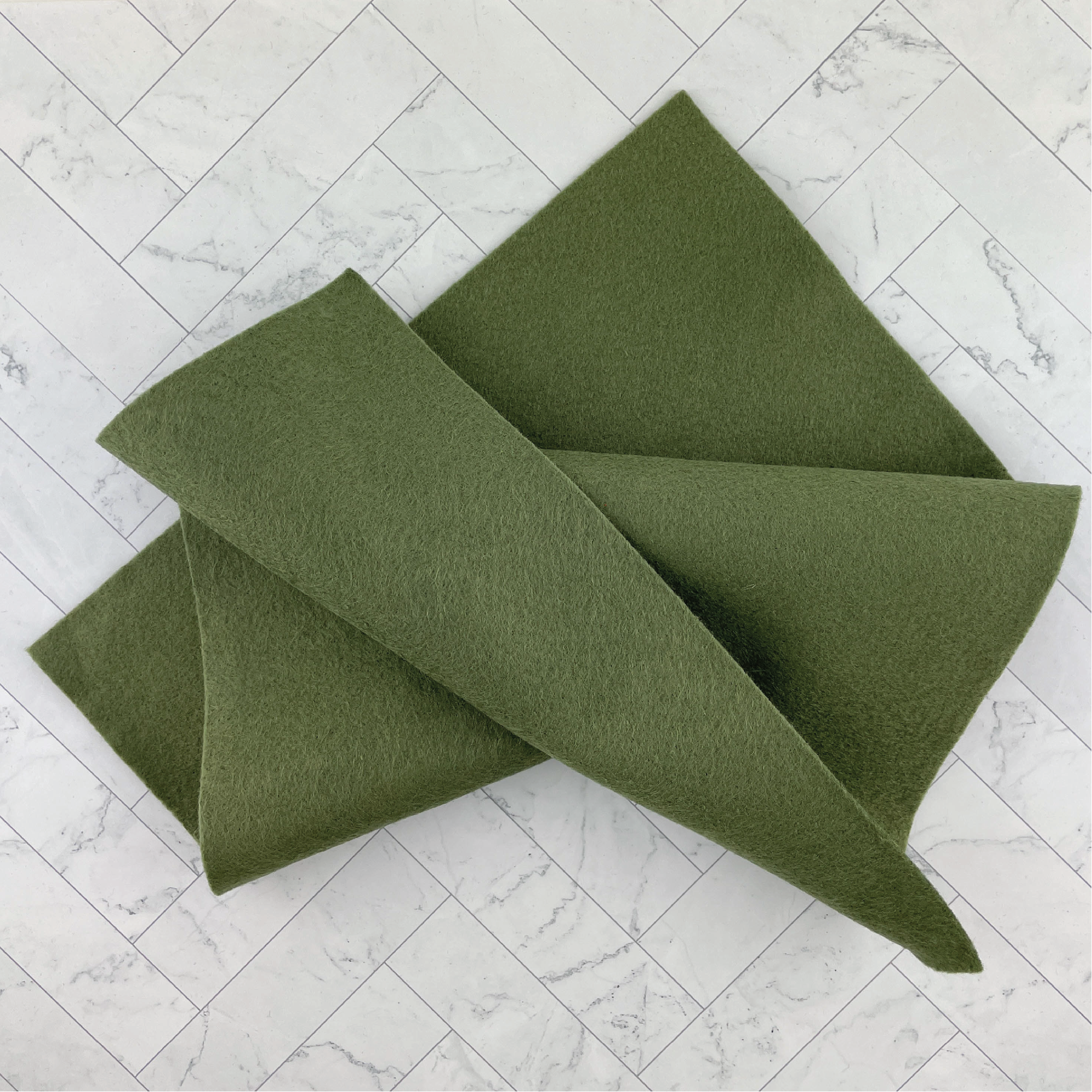 Olive Green Wool Blend Felt