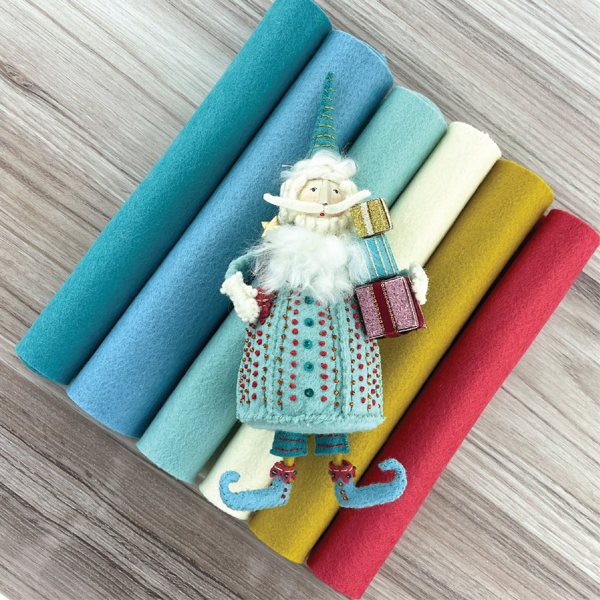 Retro Blue Wool Blend Felt