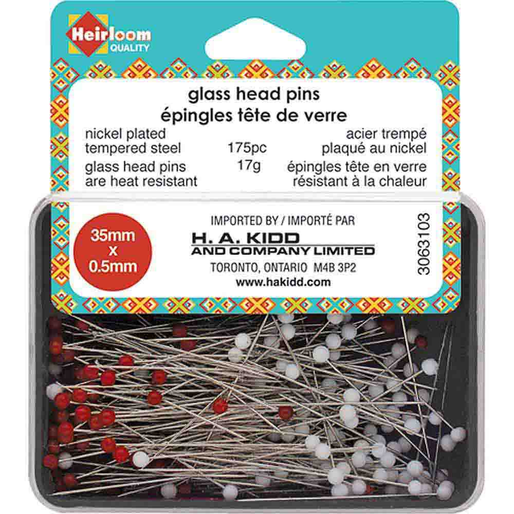 Glass Head Sewing Pins | 35 mm | 175-Piece Set