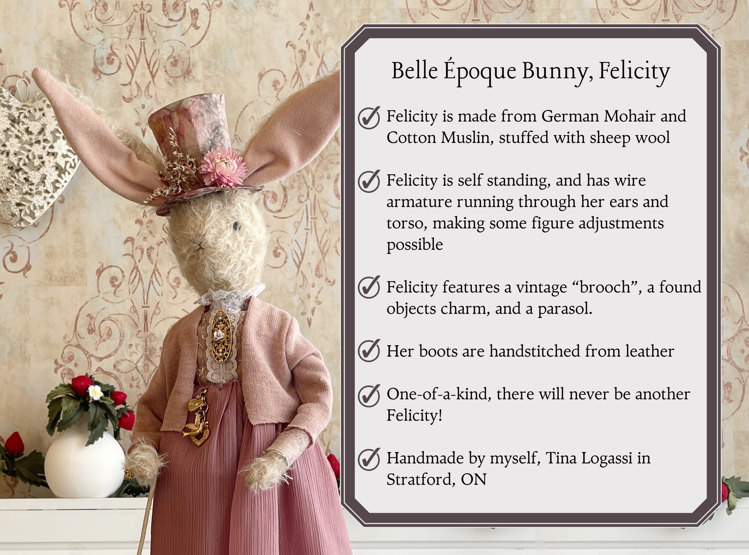 One of a Kind Handmade Bunny Doll Felicity