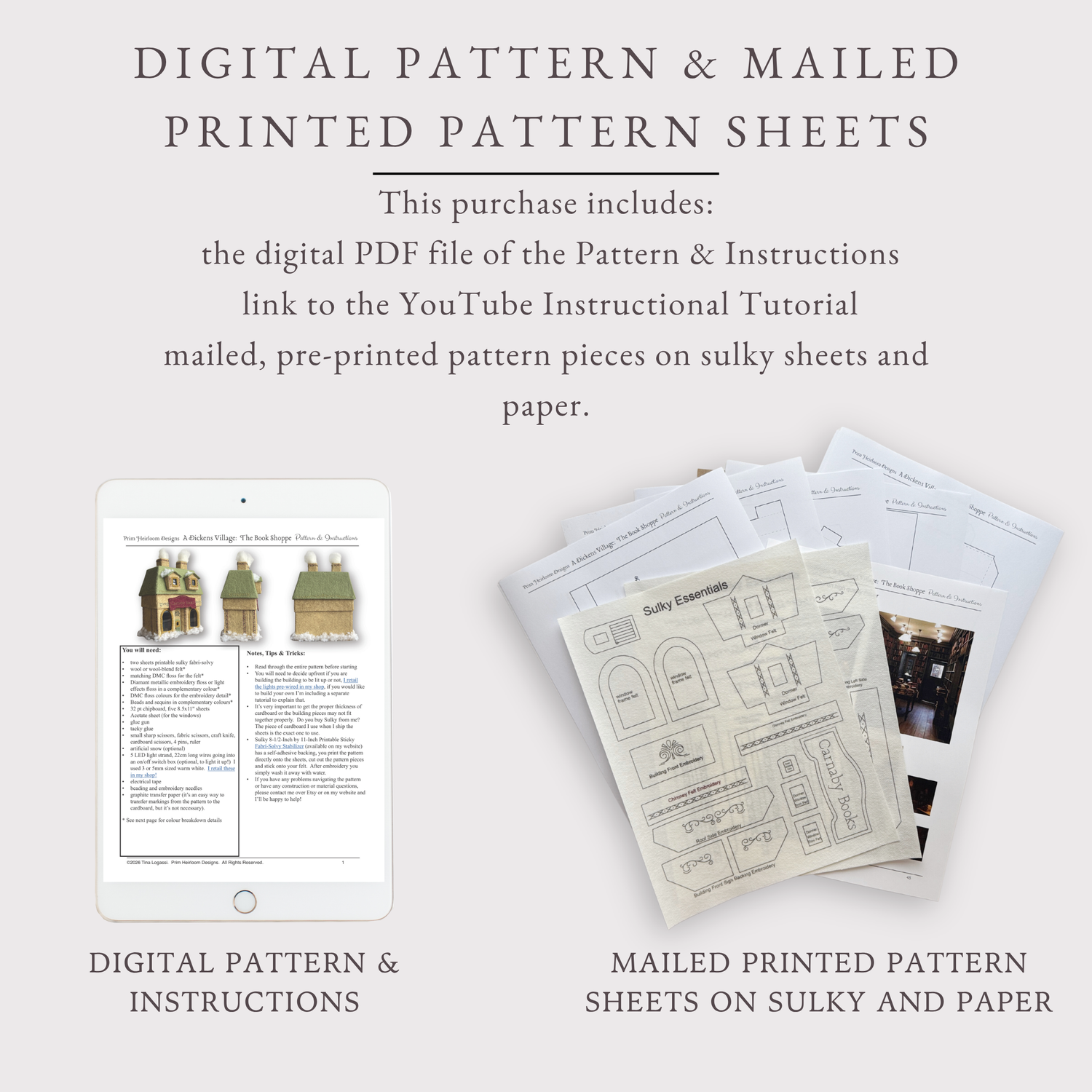 Book Shoppe Digital Pattern + Mailed Pre-Printed Pattern Sheets