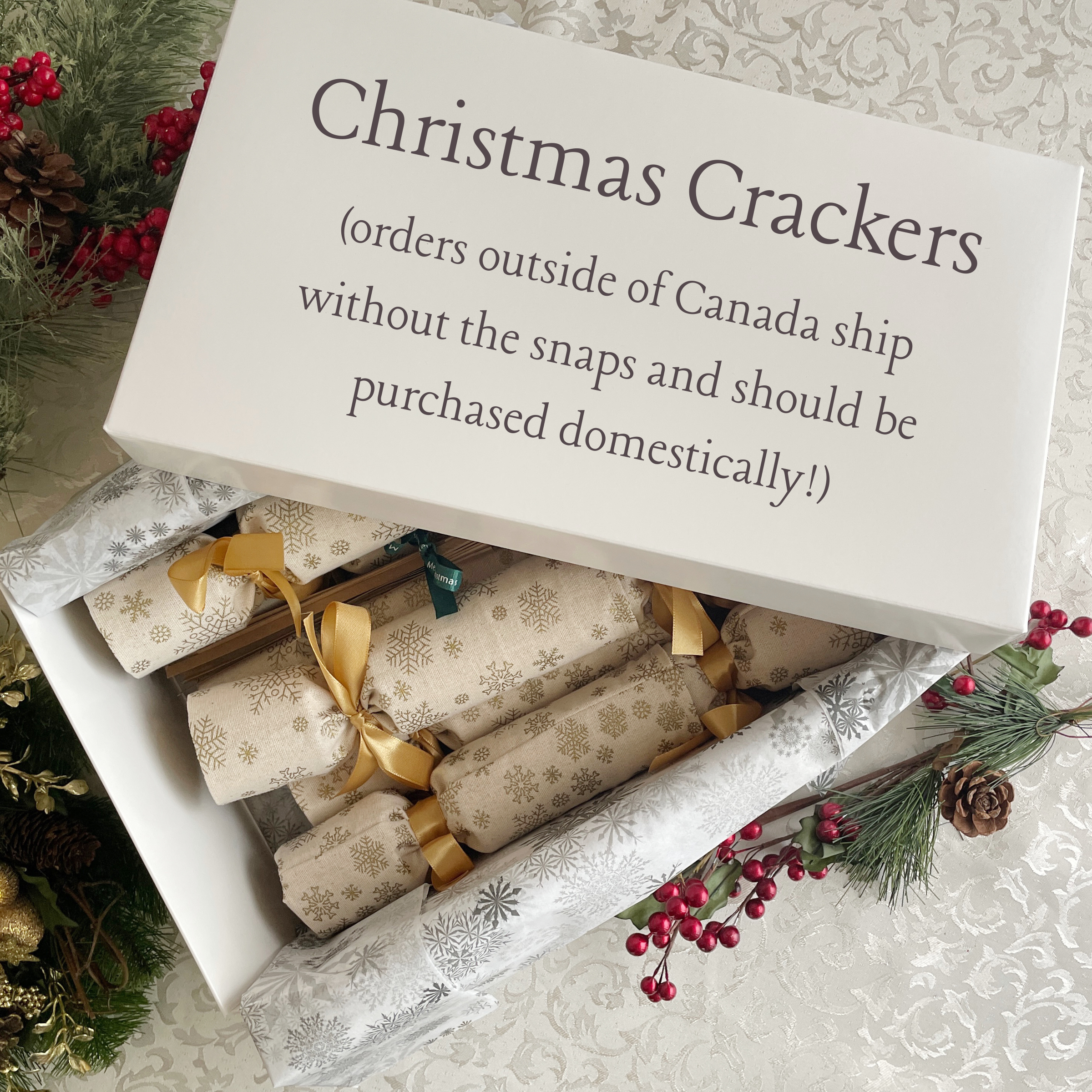 Handmade Christmas Crackers / British Christmas Tradition / Re-usable Fabric Christmas Crackers that Snap