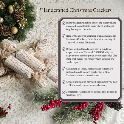 Handmade Christmas Crackers / British Christmas Tradition / Re-usable Fabric Christmas Crackers that Snap